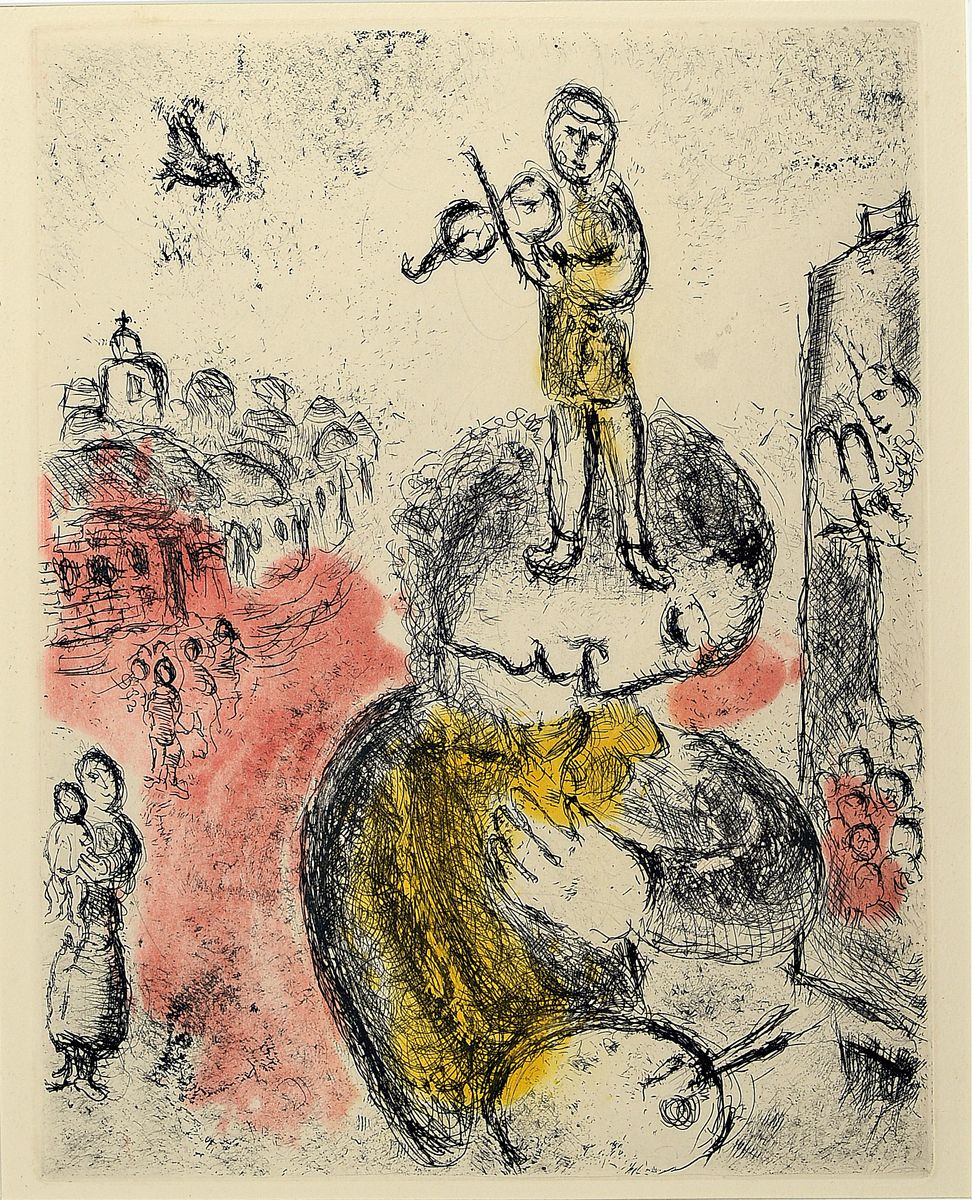 Marc Chagall, 1887-1985, Farbradierung aus Songs von 1981, ca. 31x24cm , PP, u.Gl., R. ca. 53x43cm