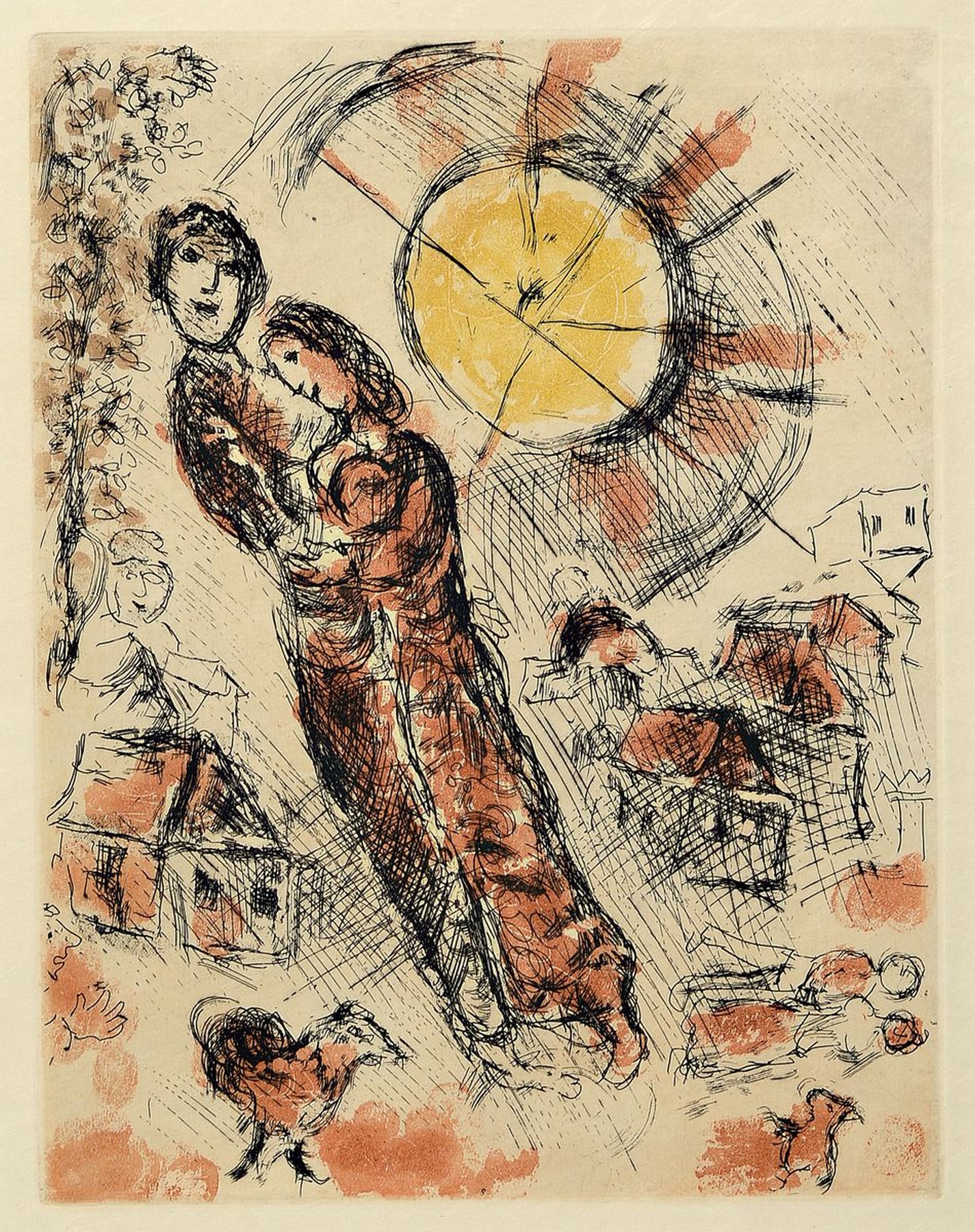 Marc Chagall, 1887-1985, Farbradierung aus Songs von 1981, ca. 31x24cm , PP, u.Gl., R. ca. 53x43cm
