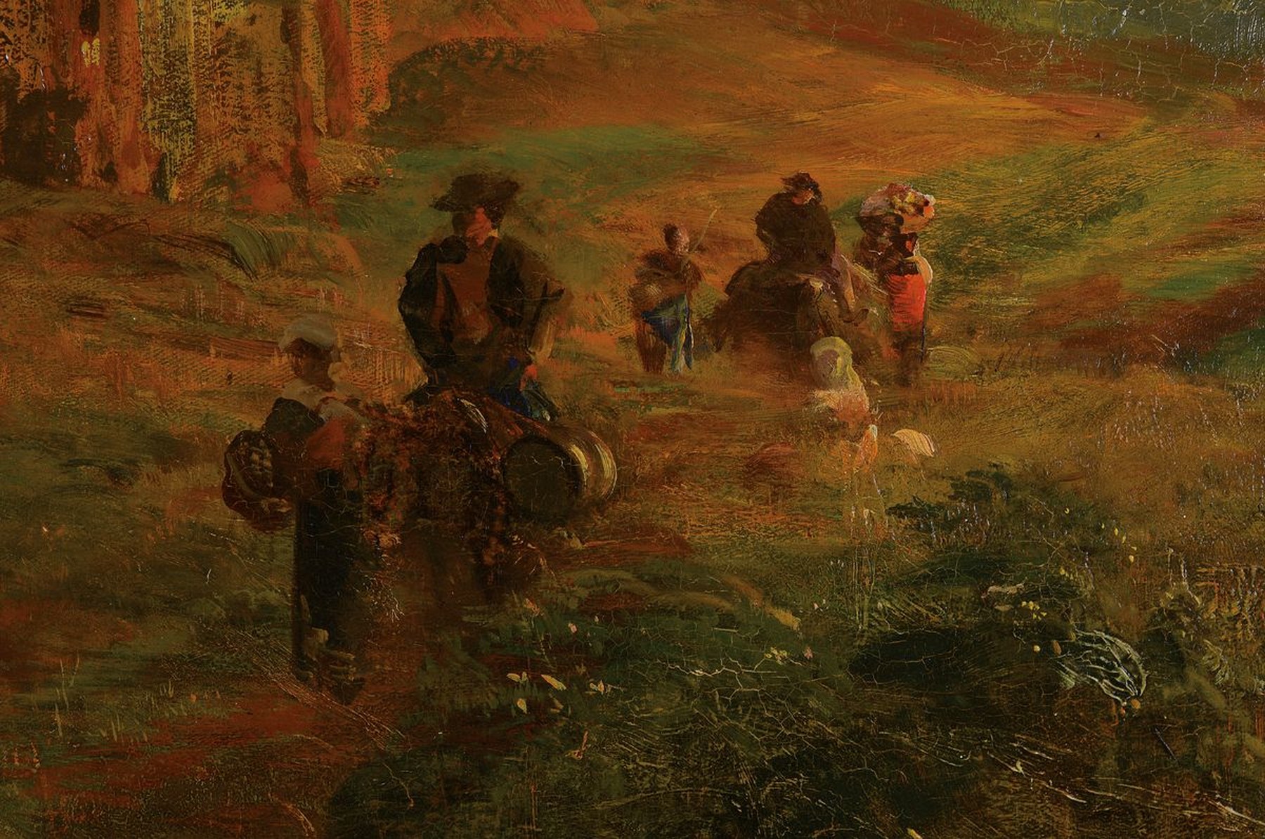 Detail a: Oswald Achenbach, 1827 Düsseldorf - 1905 ebenda, 1835-41 Studium an der Düsseldorfer Kunstakademie, Abendstimmung in den Albaner Bergen um 1890, ...