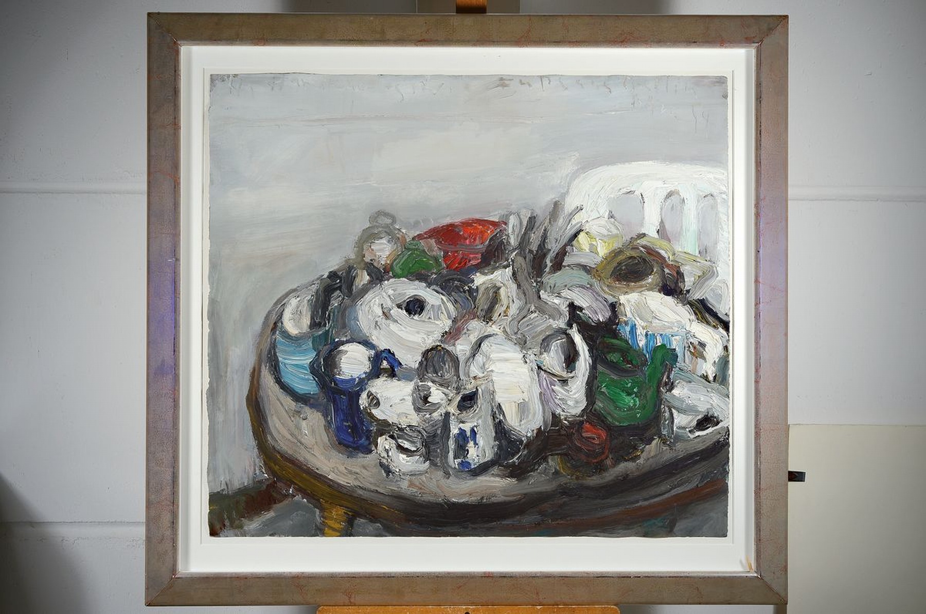 Detail k: Klaus Fußmann, geb. 1938, "Tisch, 94" Stillleben mit Gefäßen, Öl/Papier, oben am Bildrand signiert und dat. (19)94, ca. 76 x 85cm, ...