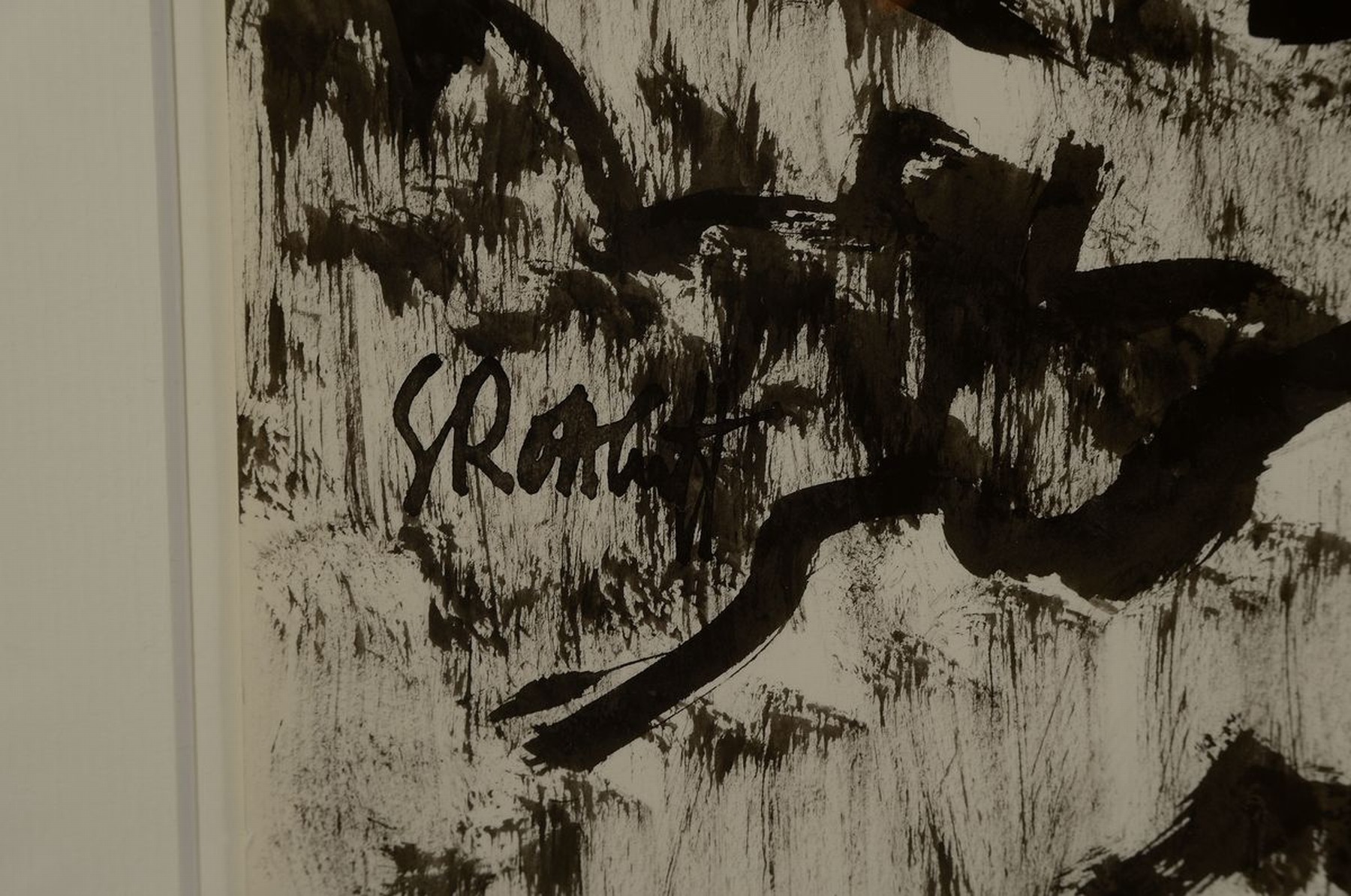 Detail a: Karl Schmidt-Rottluff, 1884 - 1976, Tusche auf Velin, Landschaft mit Bäumen, li. u. mit Tusche handsigniert und mit Bleistift mit Werknummer 6323 ...