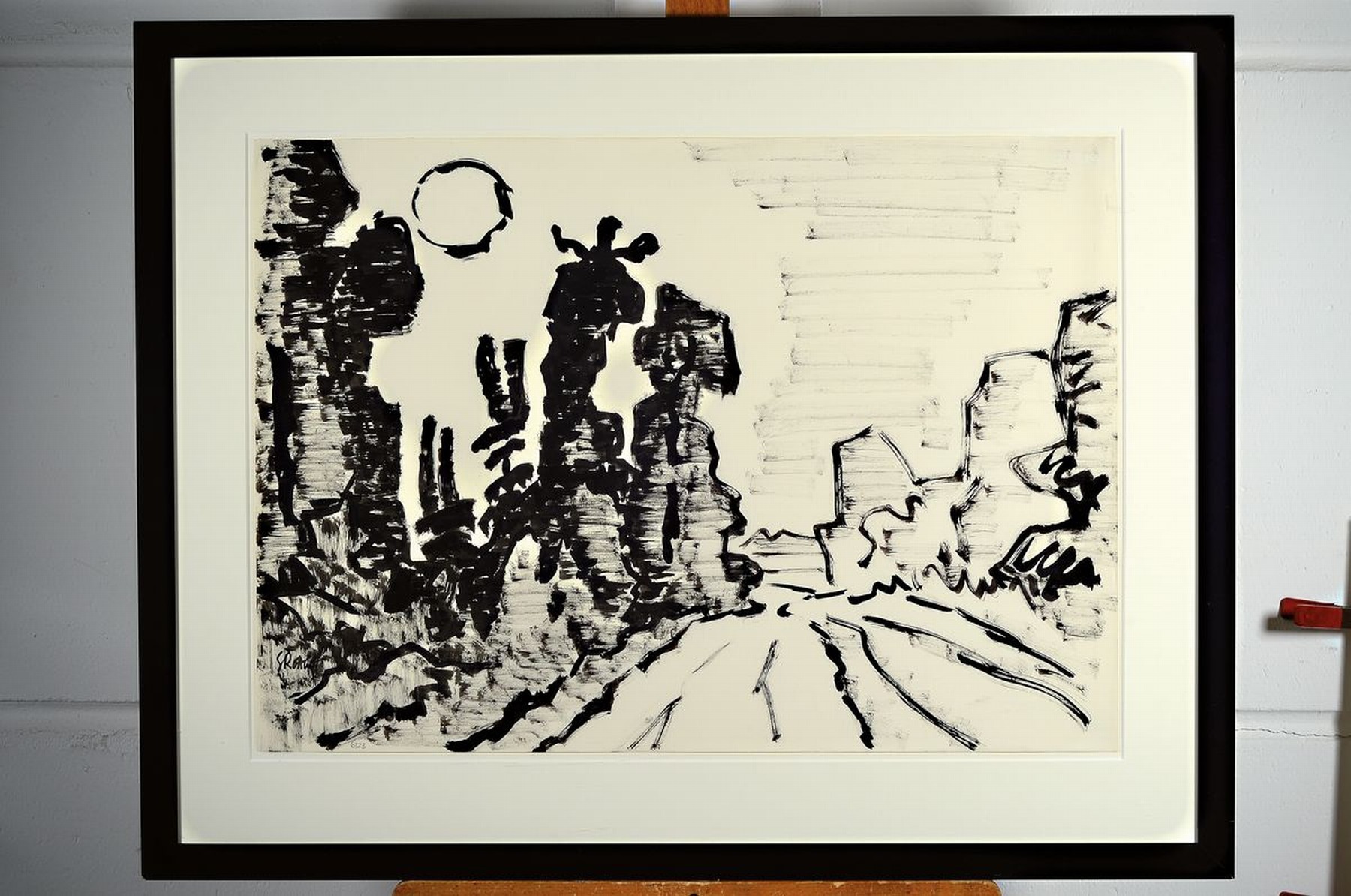 Detail k: Karl Schmidt-Rottluff, 1884 - 1976, Tusche auf Velin, Landschaft mit Bäumen, li. u. mit Tusche handsigniert und mit Bleistift mit Werknummer 6323 ...