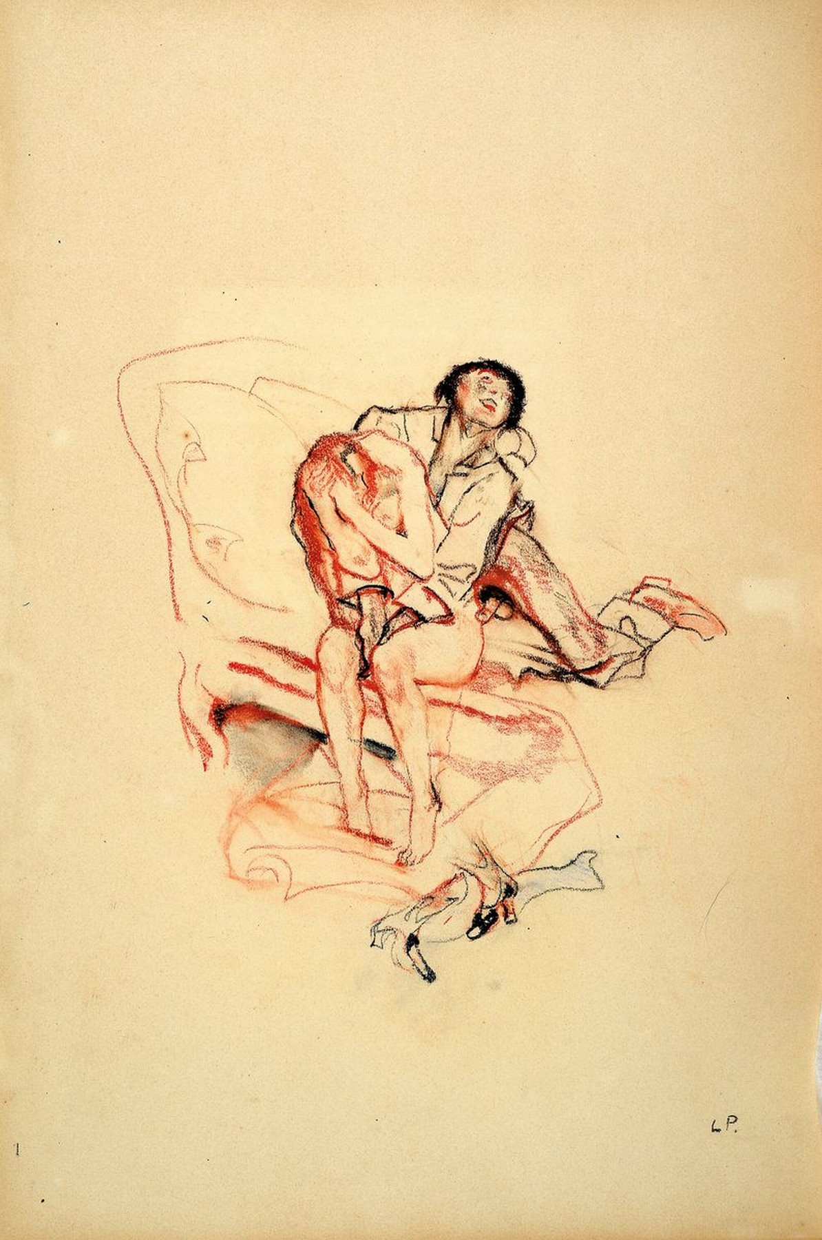 Detail g: Leo Putz, 1869 - 1940, 14 Original-Erotik-Zeichnungen, komplette Serie/Mappe mit handgeschriebenem Kommentar von Leo Putz, jeweils unten rechts ...