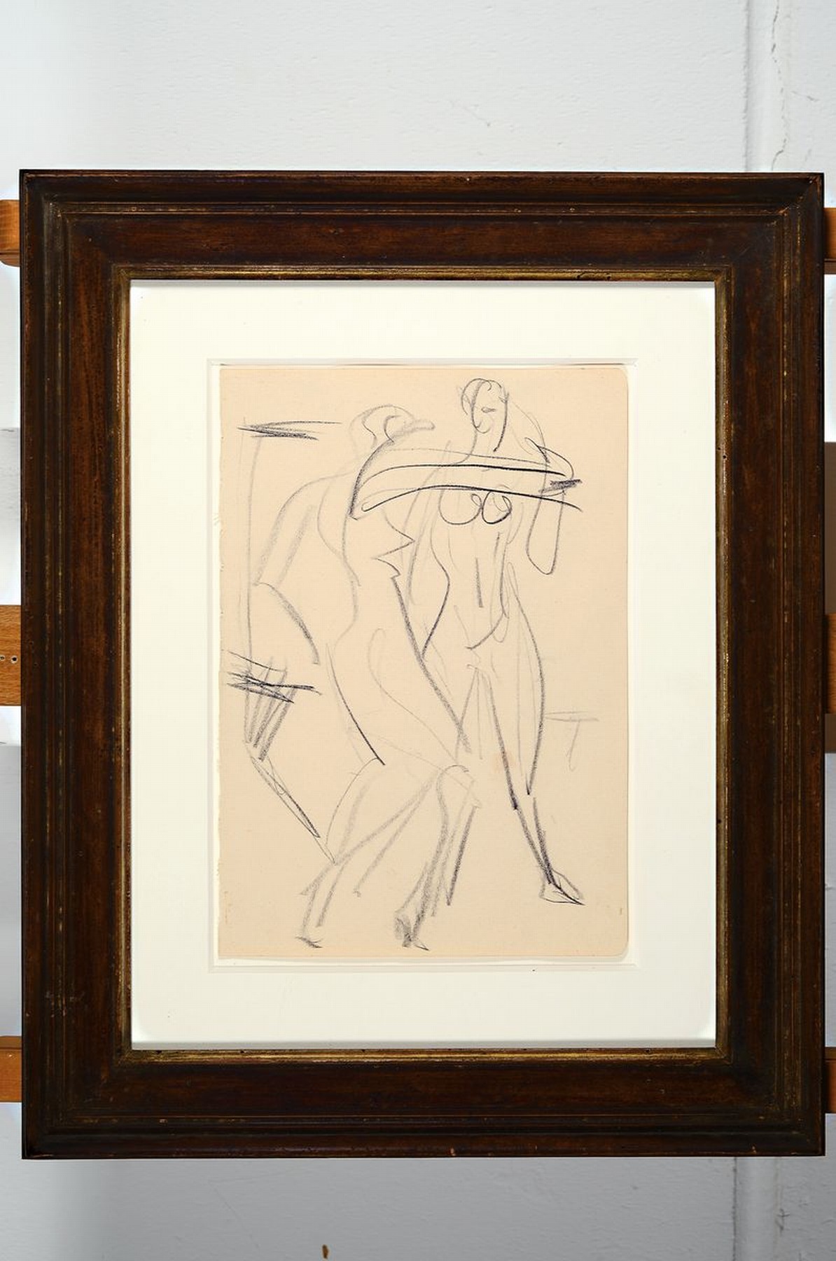 Detail k: Ernst Ludwig Kirchner, 1880 - 1938, schwarze Kreidezeichnung, "zwei weibliche Akte", nach 1930, Blattgr. 29.7 x 20.5 cm, WVZPresler 159, ...