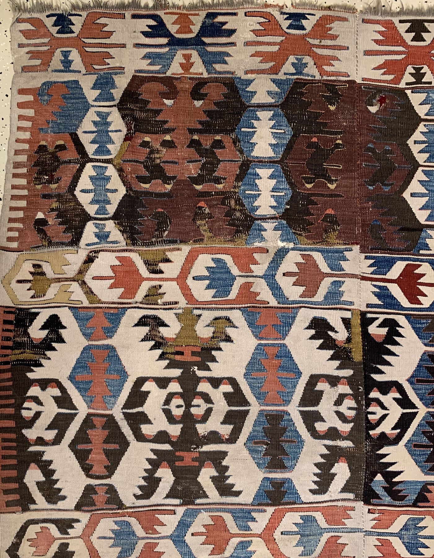 Detail c: Antiker Anatol Kelim, Türkei, um 1900, Wolle gewebt auf Wolle, ca. 368 x 150 cm, EHZ:3-4