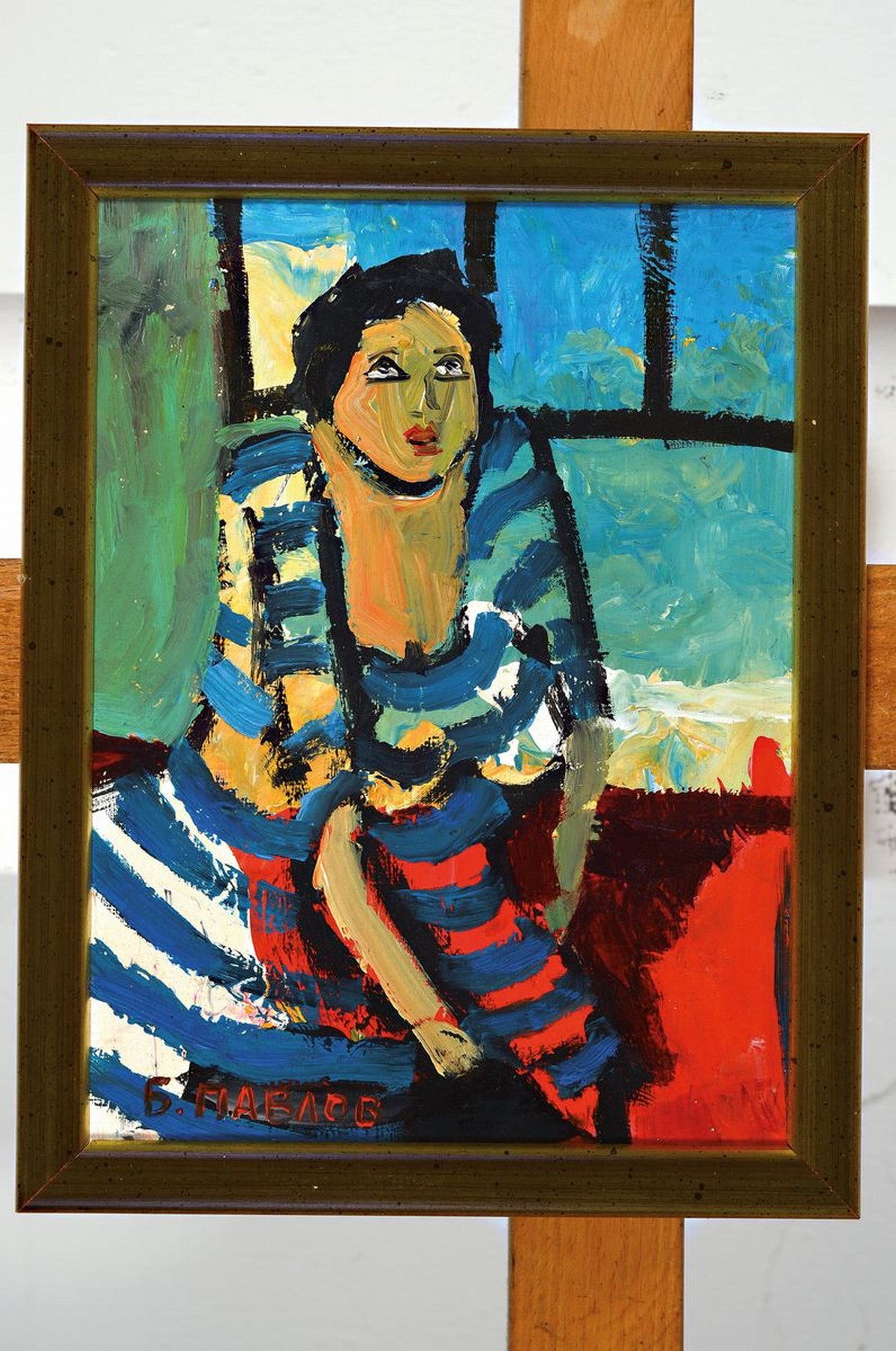 Detail k: Boris Pavlov, 1928 - 2005, "Träumendes Mädchen", Öl/Holz, datiert 1969, mit Nachlassetikett und Nr. 36- 068, rückseitig kyrill. ...
