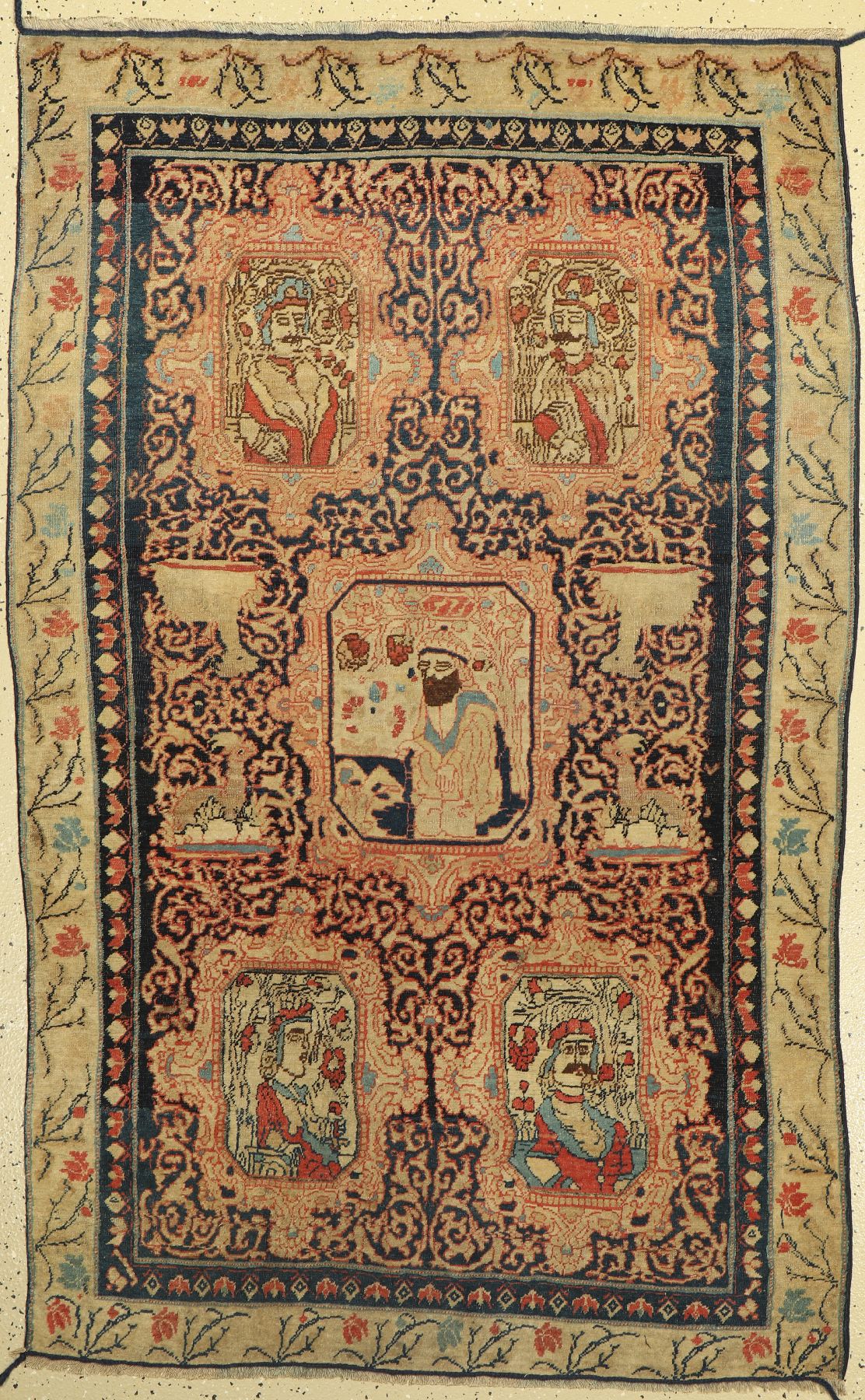 Antiker Täbriz, Persien, 19. Jhd, Wolle geknüpft auf Baumwolle, ca. 170 x 106 cm, EHZ:3(gleichmäßig dünn).