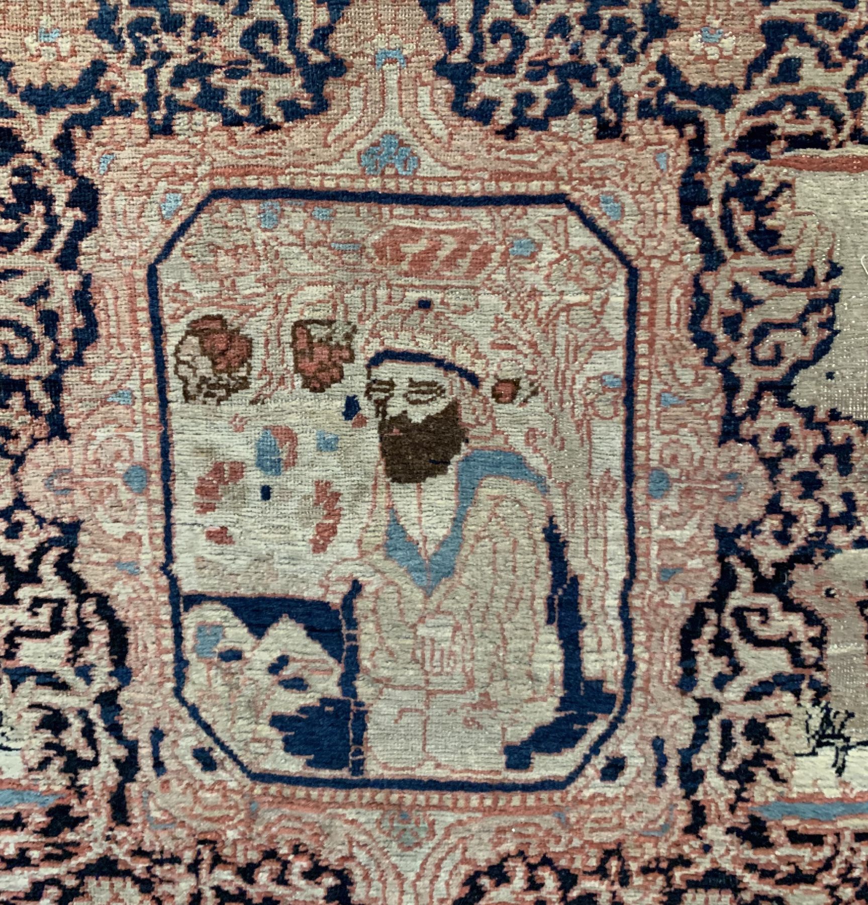 Detail b: Antiker Täbriz, Persien, 19. Jhd, Wolle geknüpft auf Baumwolle, ca. 170 x 106 cm, EHZ:3(gleichmäßig dünn).