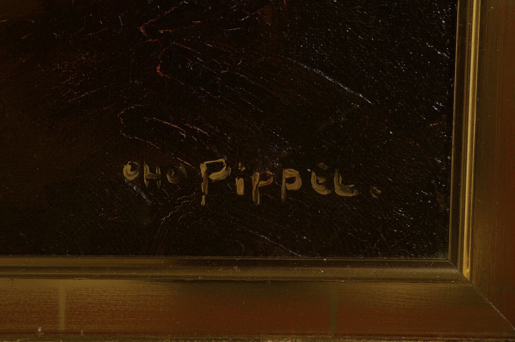Detail a: Otto Pippel, 1878 Lodz - 1960 Planegg, Hauskonzert, um 1930/40 entstanden, Pianist mit zwei Sängerinnen u. kleinem Publikum, meisterliche ...
