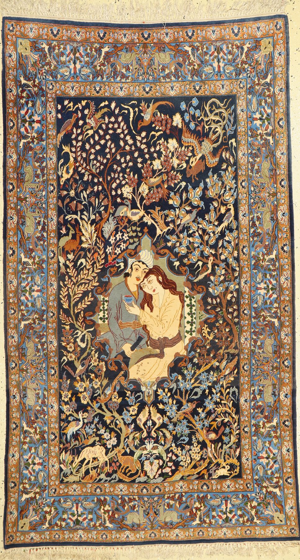 Esfahan fein, Persien, um 1950/1960, Korkwolle auf Seide, ca. 186 x 105 cm, EHZ: 2