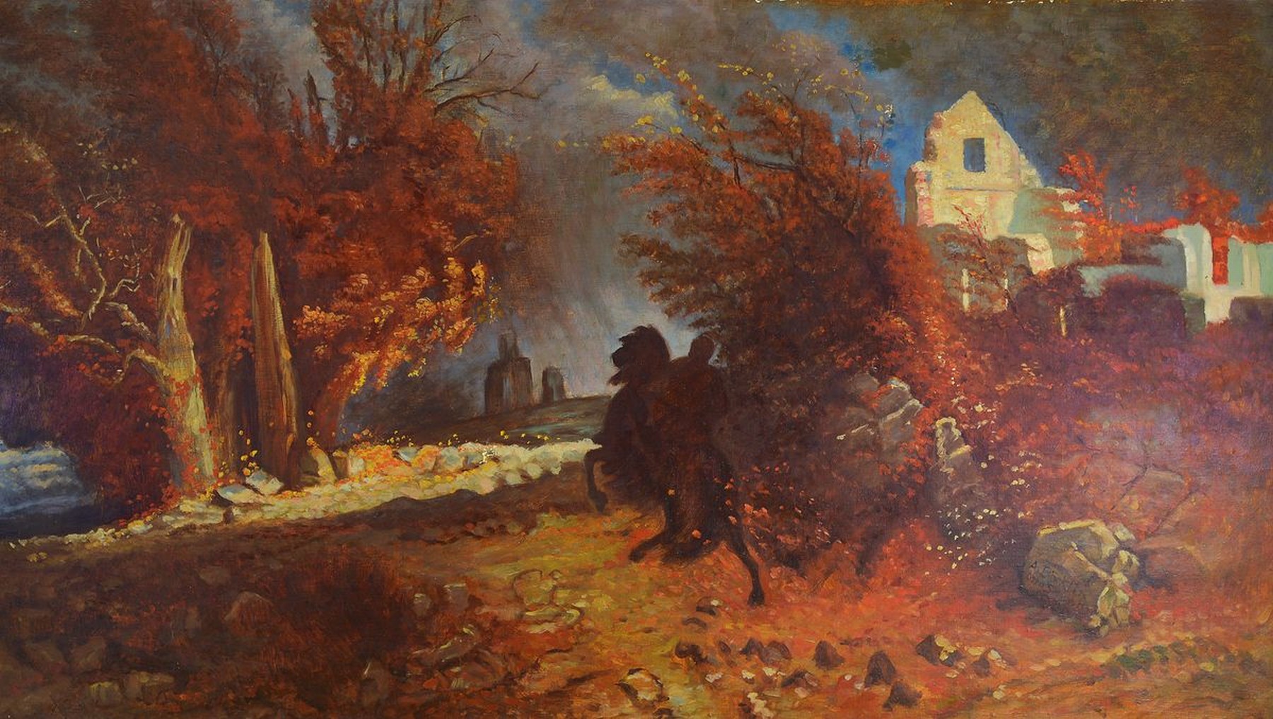 Unbekannter Künstler, deutsch, um 1900-1920, Der Erlkönig, Kopie nach dem Original von Arnold Böcklin, Öl/Lwd, qualitätvolle Malerei mit ...