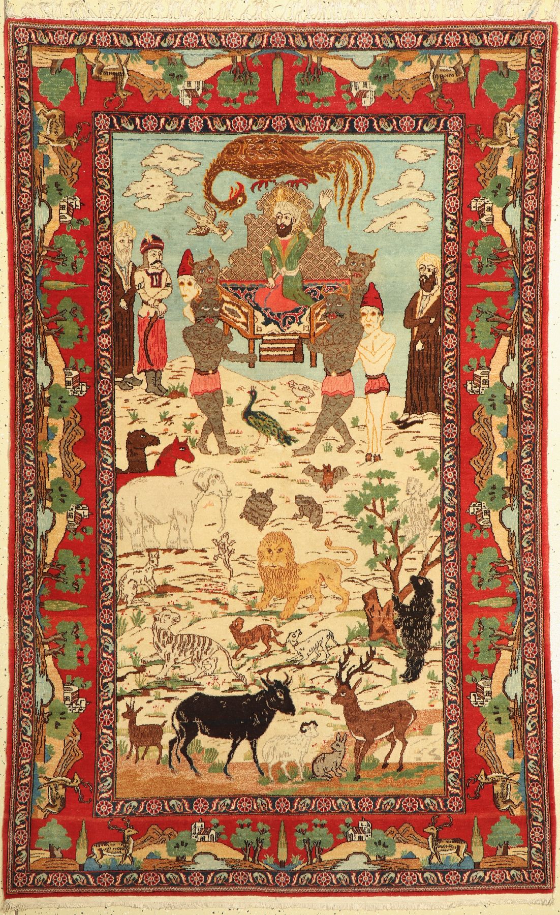 Keschan Kork alt, (König Salomon), Persien,um 1940, Korkwolle, ca. 215 x 133 cm, EHZ: 2