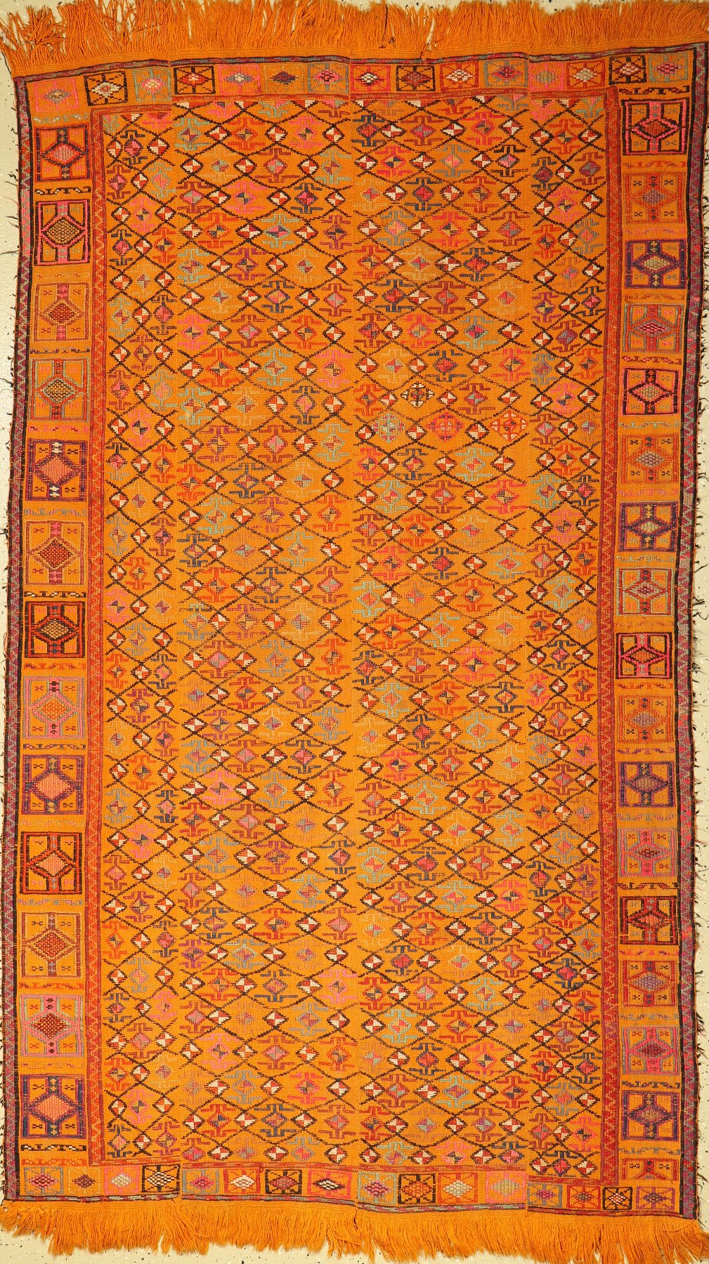 Marokkanischer Sumakh, (4 Bahnig), ca. 50 Jahre, Wolle auf Wolle, ca. 220 x 130 cm, EHZ:2