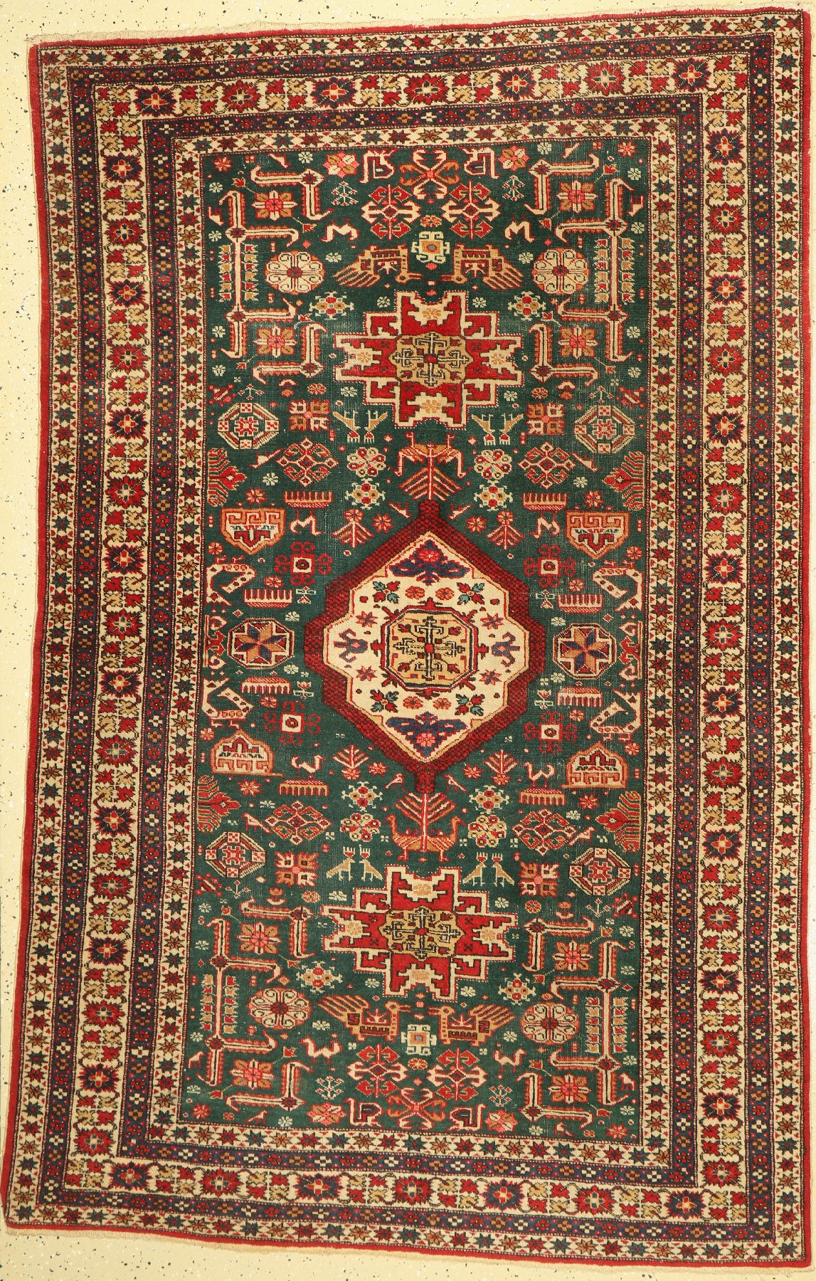 Schirwan alt, Rußland, ca. 60 Jahre, Wolle auf Baumwolle, ca. 205 x 135 cm, EHZ: 3-4