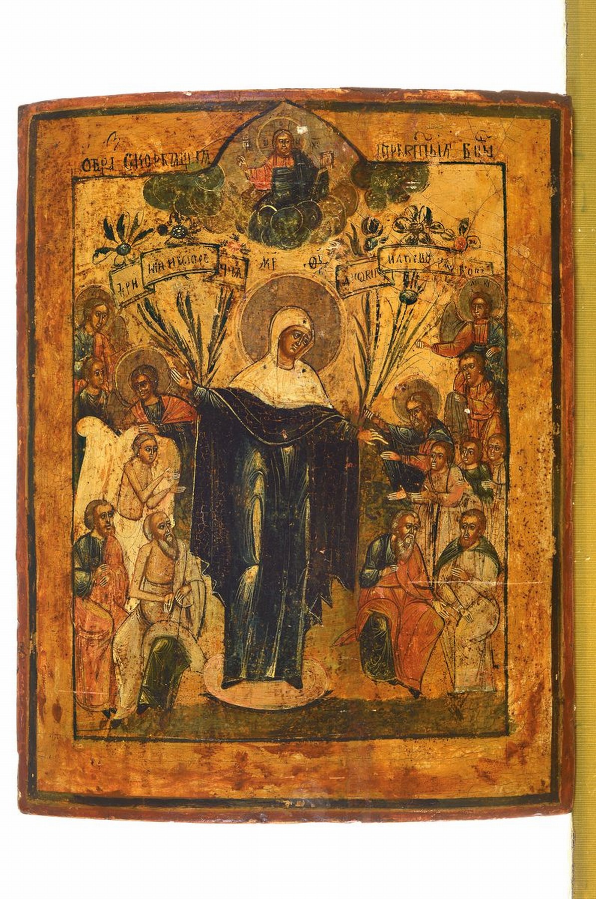 Detail k: Ikone, Russland, 2.H.20.Jh., Assumptio-Mariä Himmelfahrt, Tempera auf Holz, rest., Alterssp., ca. 45x33 cm