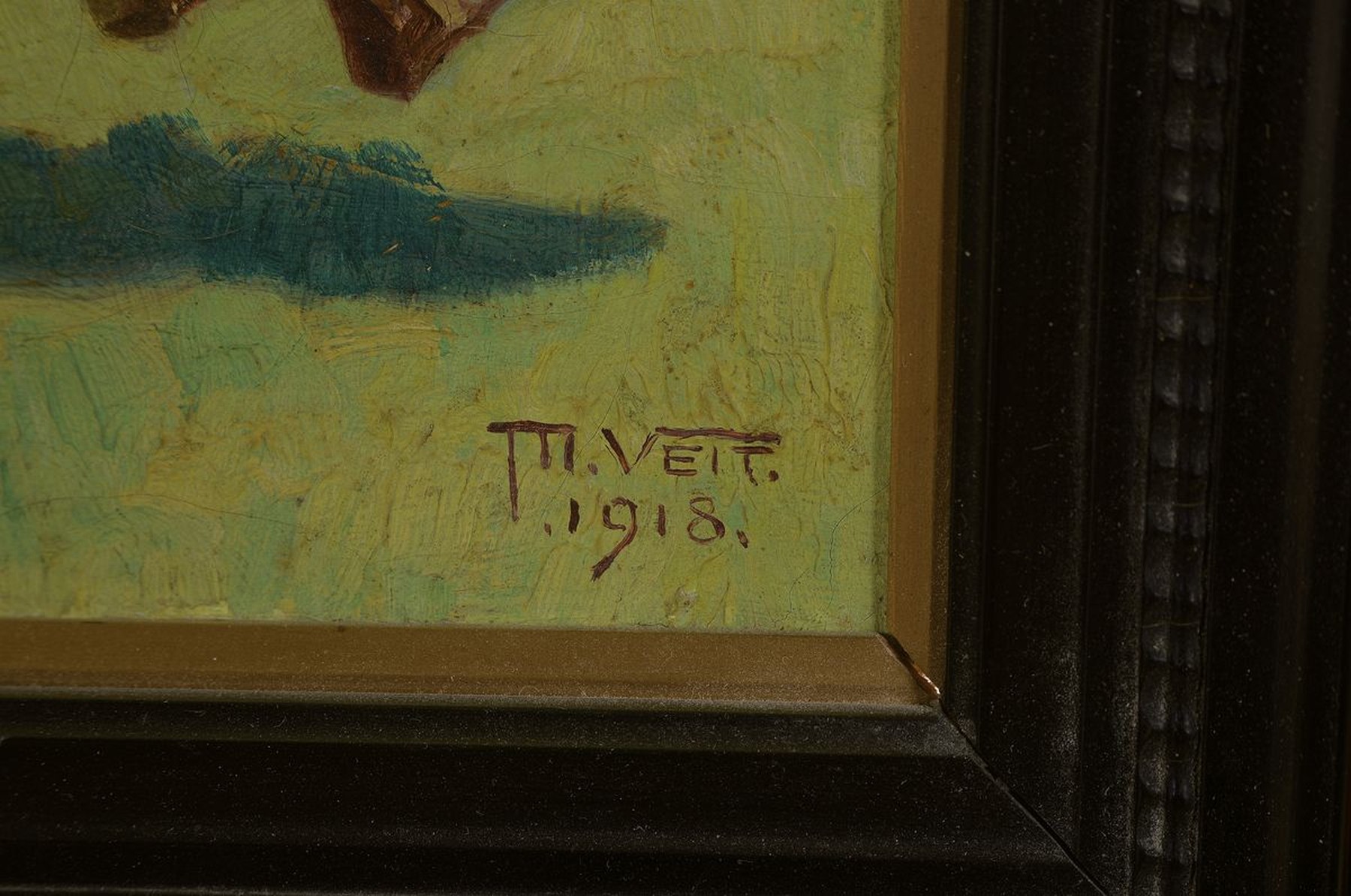 Detail a: Moritz Veit, 1867 Mainz-1958, Studium an der Akademie München, hier: Beim Pferderennen, Öl/Lwd, rest., rechts unten signiert und dat. 1918, ca. ...