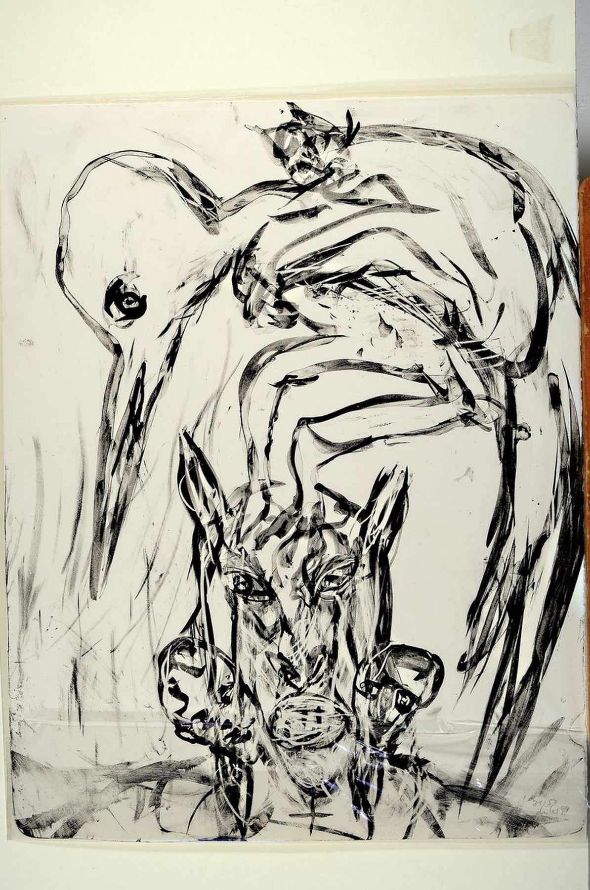Detail k: Martin Disler, 1949-1996, Ohne Titel, Lithographie, handsigniert und dat. 91, num. 31/50, ca. 64x50cm