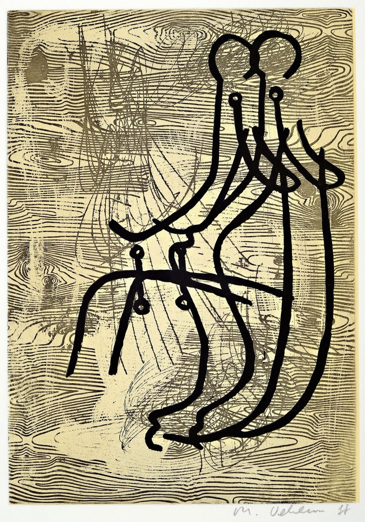 Markus Oehlen, geb. 1956, Anglerinnen V, Aquatintaradierung, handsigniert, dat. 1988, ca. 28x20cm