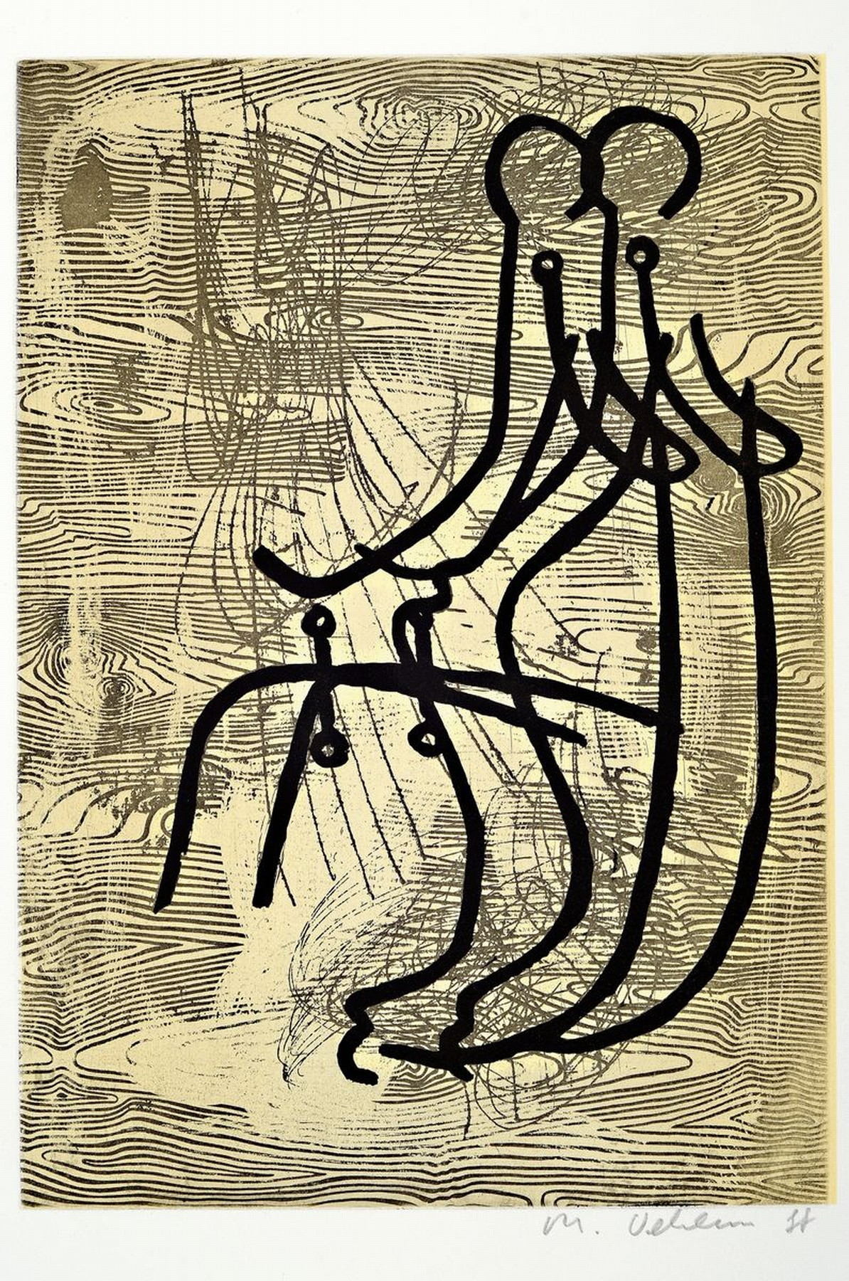 Detail k: Markus Oehlen, geb. 1956, Anglerinnen V, Aquatintaradierung, handsigniert, dat. 1988, ca. 28x20cm