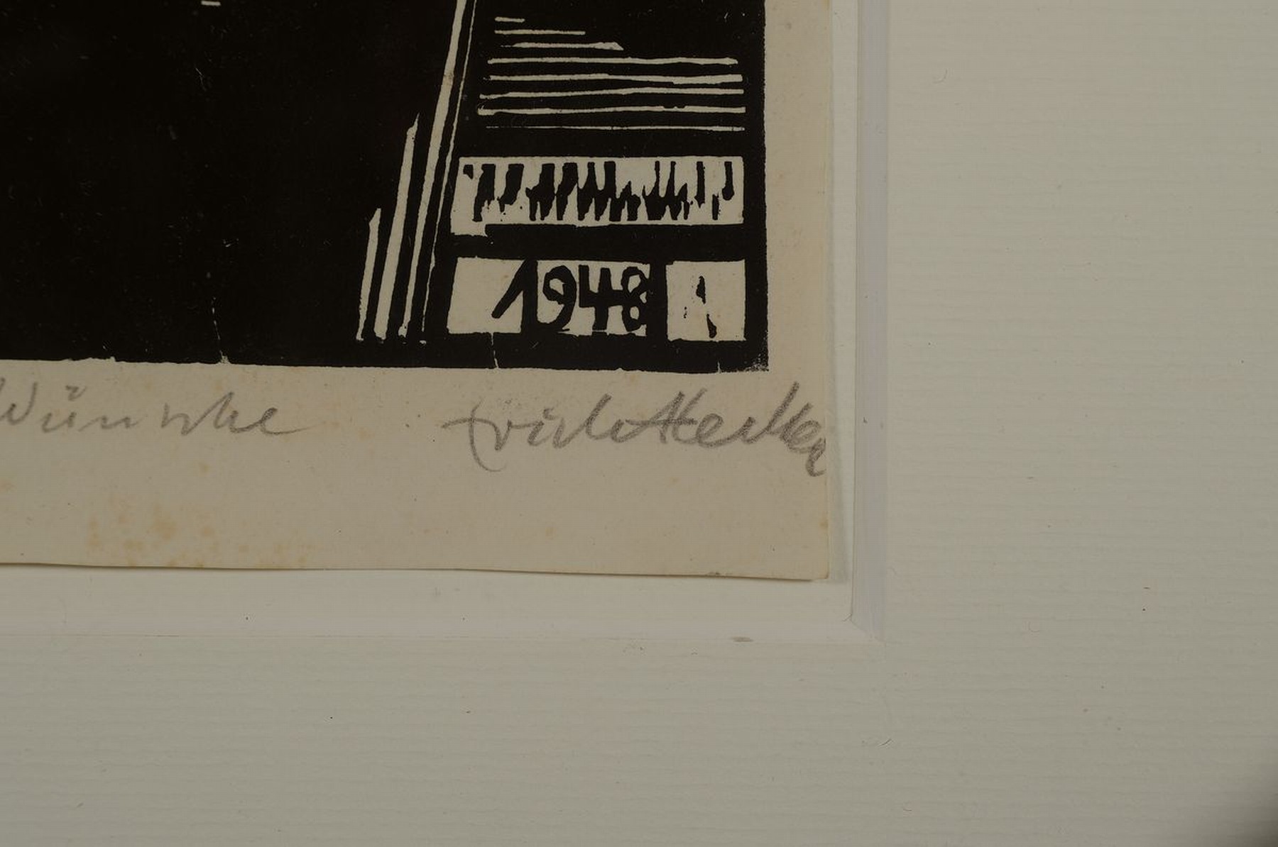 Detail a: Erich Heckel, 1883-1970, Gespräch, Jahresblatt 1948, Holzschnitt, handsigniert, ca. 17x13cm, PP, u.Gl., R. ca. 31x25cm