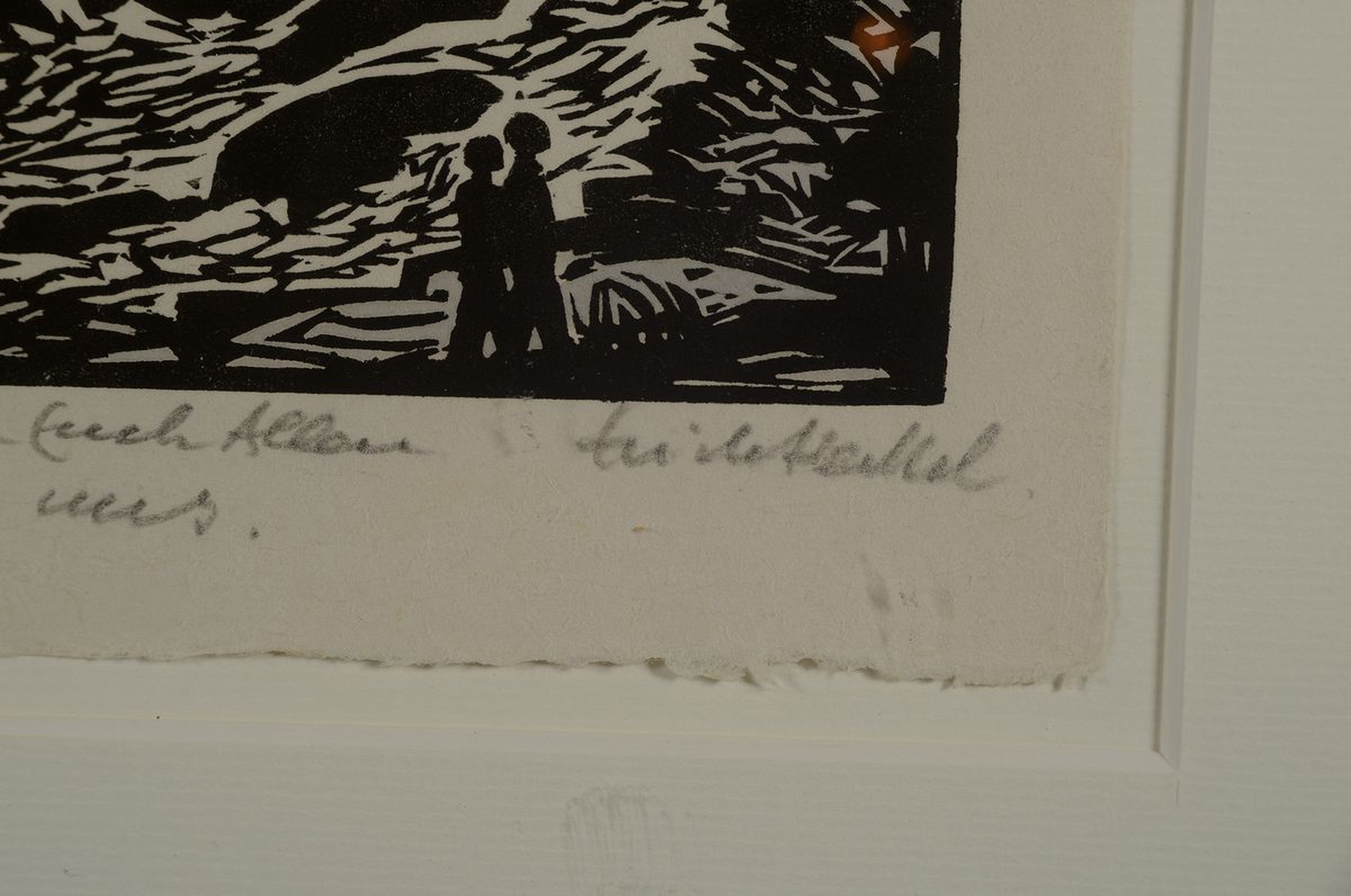 Detail a: Erich Heckel, 1883-1970, Jahresblatt 1955, Holzschnitt, handsigniert, handschriftl. Widmung: Beste Wünsche euch allen von uns, ca. 17x13cm, PP, ...