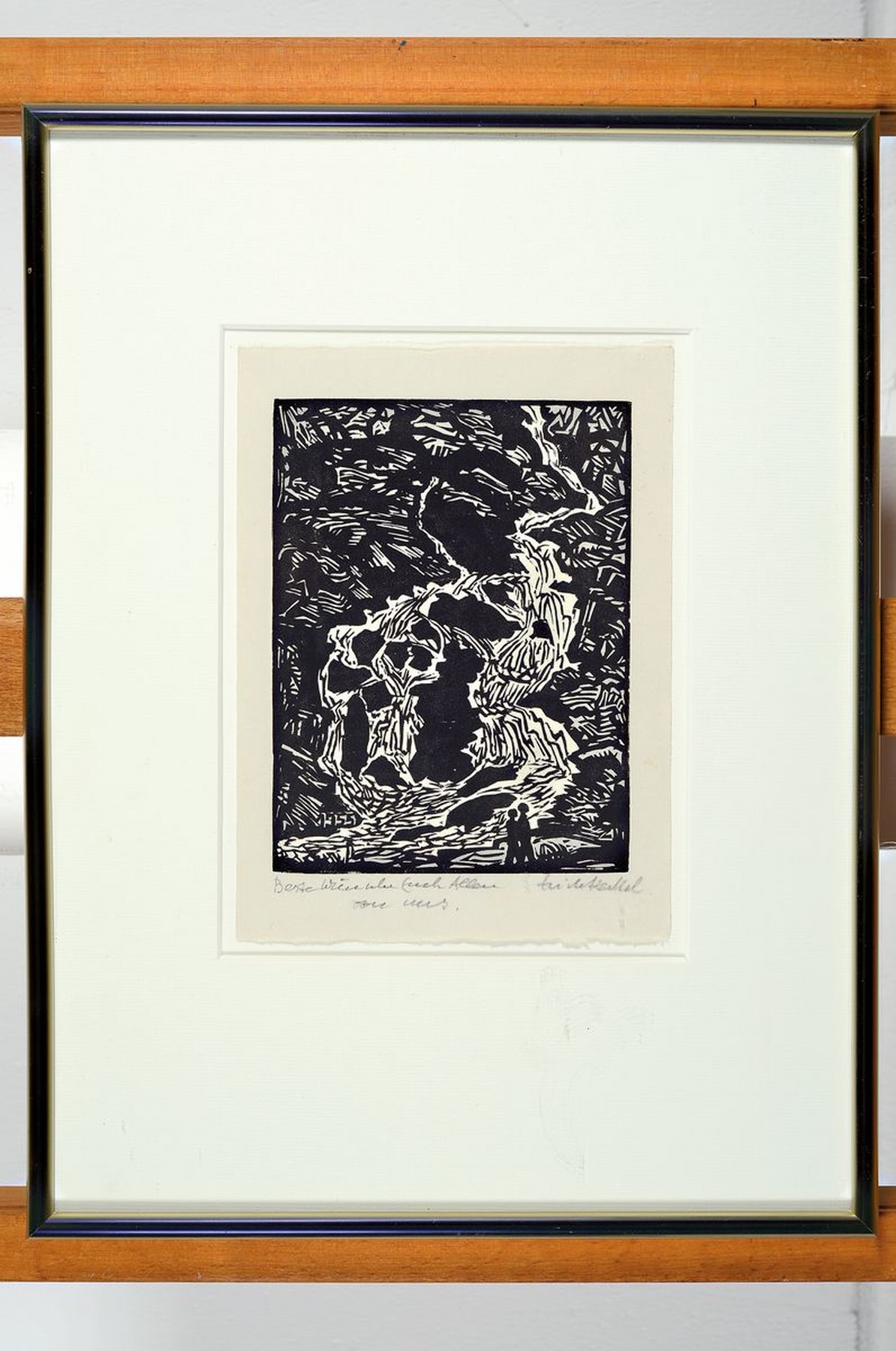 Detail k: Erich Heckel, 1883-1970, Jahresblatt 1955, Holzschnitt, handsigniert, handschriftl. Widmung: Beste Wünsche euch allen von uns, ca. 17x13cm, PP, ...