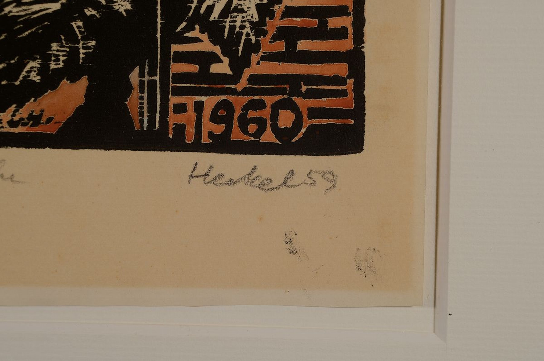 Detail a: Erich Heckel, 1883-1970, Jahresblatt 1960, kolorierter Holzschnitt, signiert und dat. 59, handschriftl. Widmung, ca. 18x13cm, PP, u.Gl., R. ca. ...