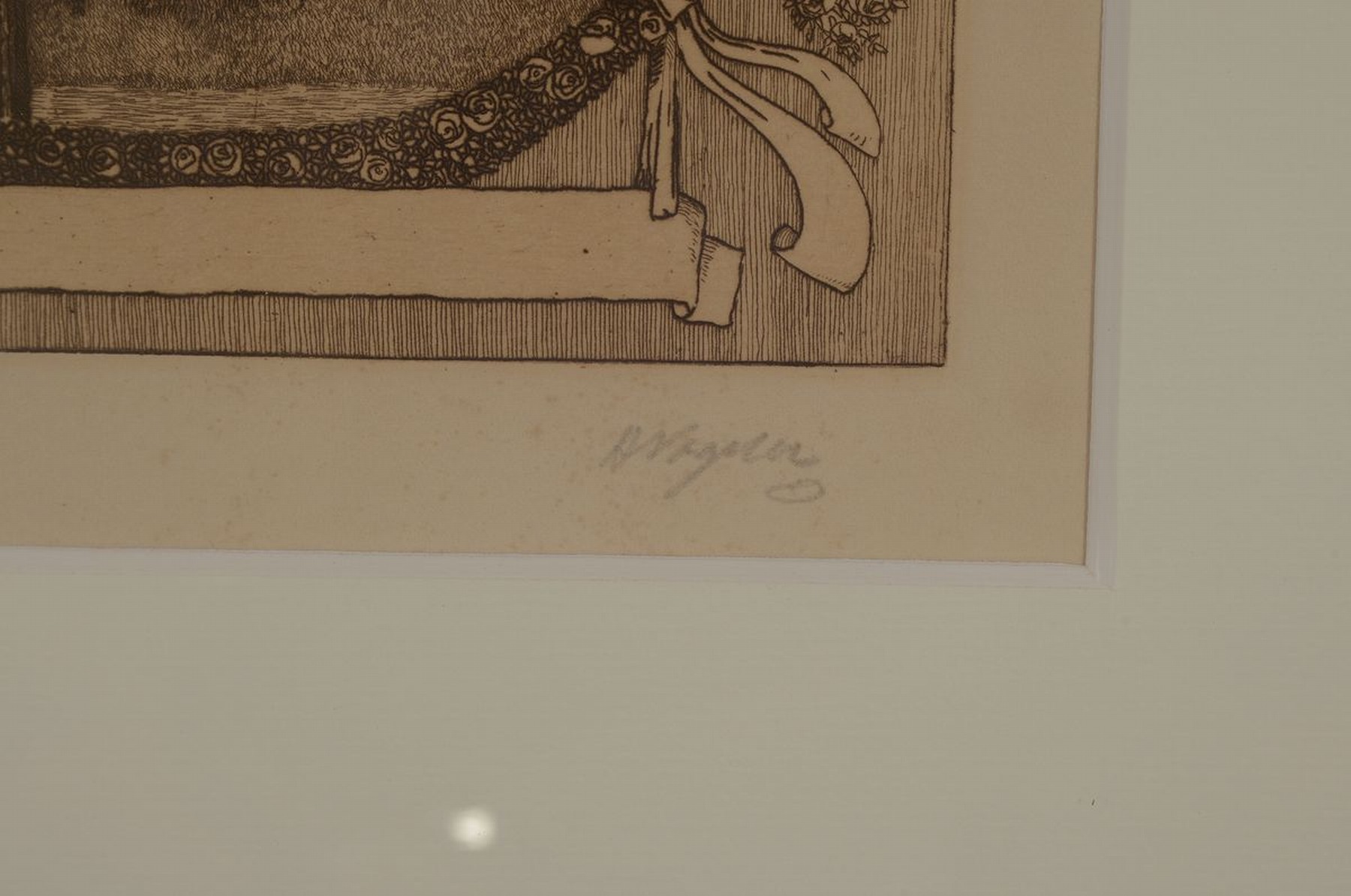 Detail a: Heinrich Vogeler, 1872-1942, Worpswede, Radierung von 1904, Tod bricht Rosen - Liebespaar und Tod, handsigniert , ca. 11x15cm, PP, u.Gl., R. ca. ...
