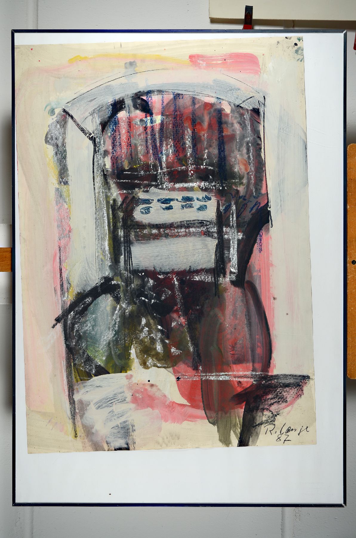 Reinhard Lange, 1938 Hameln-2017, Gouache auf Papier, signiert und dat. 87, ca. 85x61cm, u.Gl., R. ca. 100x60cm