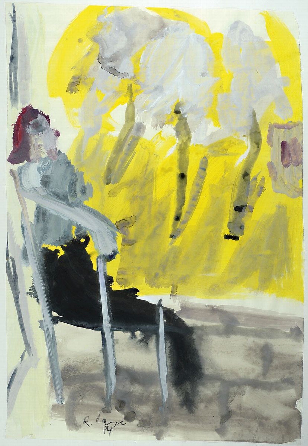 Reinhard Lange, 1938 Hameln-2017, Frau im Sessel, Gouache auf Papier, signiert und dat. 84, ca. 77x53cm, u.Gl., R. ca. 100x68cm