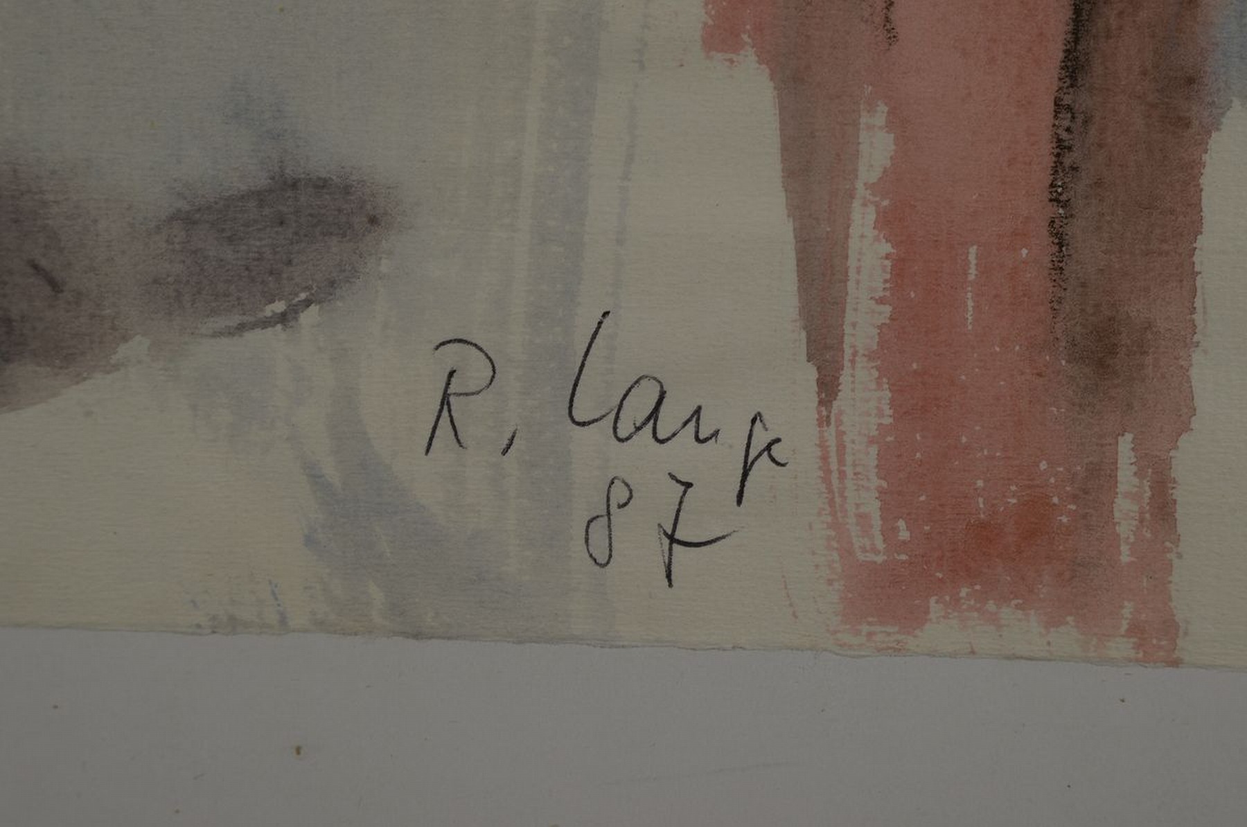 Detail a: Reinhard Lange, 1938 Hameln-2017, 2 Figuren, Gouache auf Papier, signiert und dat. 87, ca. 62x48cm, u.Gl., R. ca. 74x54cm