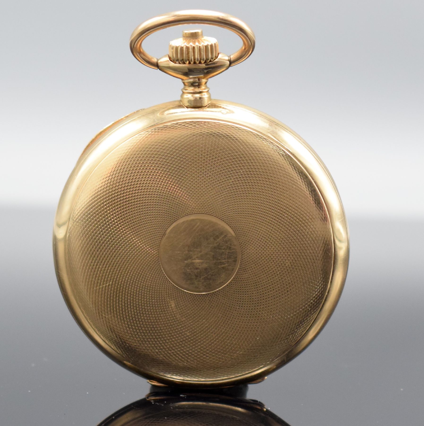 Detail b: Deutsche Präzisionsuhr Original Glashütte (SA) Savonette in GG 585/000, Deutschland um 1925, guill. 2-Deckel Goldgeh. dell., Metallcuvette, ...