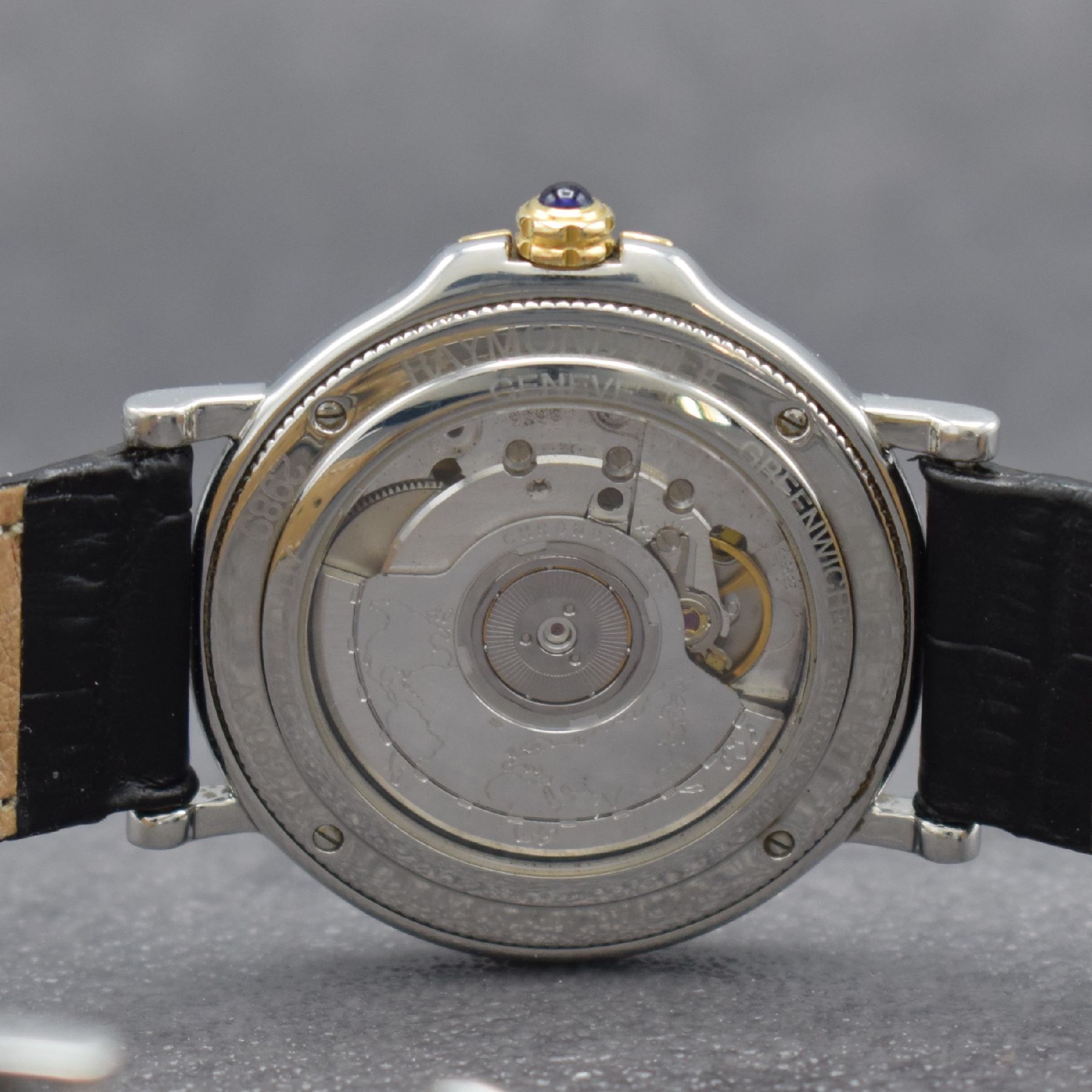 Detail e: RAYMOND WEIL Herrenarmbanduhr Parsifal GMT Chronometer in Stahl/Gold, Schweiz um 2000, Automatik, beids. vergl. Geh., Boden 4-fach verschr., ...