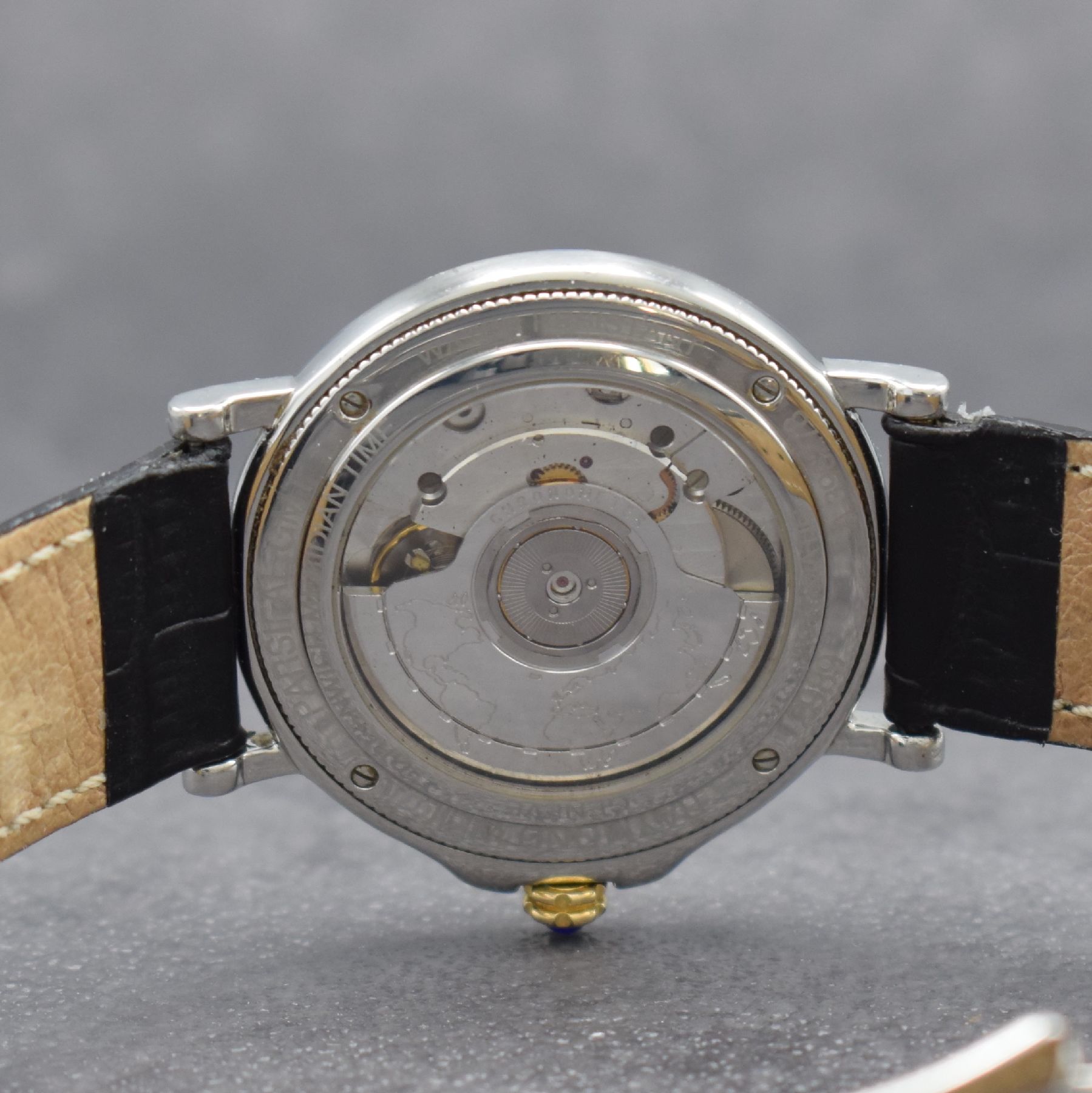 Detail f: RAYMOND WEIL Herrenarmbanduhr Parsifal GMT Chronometer in Stahl/Gold, Schweiz um 2000, Automatik, beids. vergl. Geh., Boden 4-fach verschr., ...