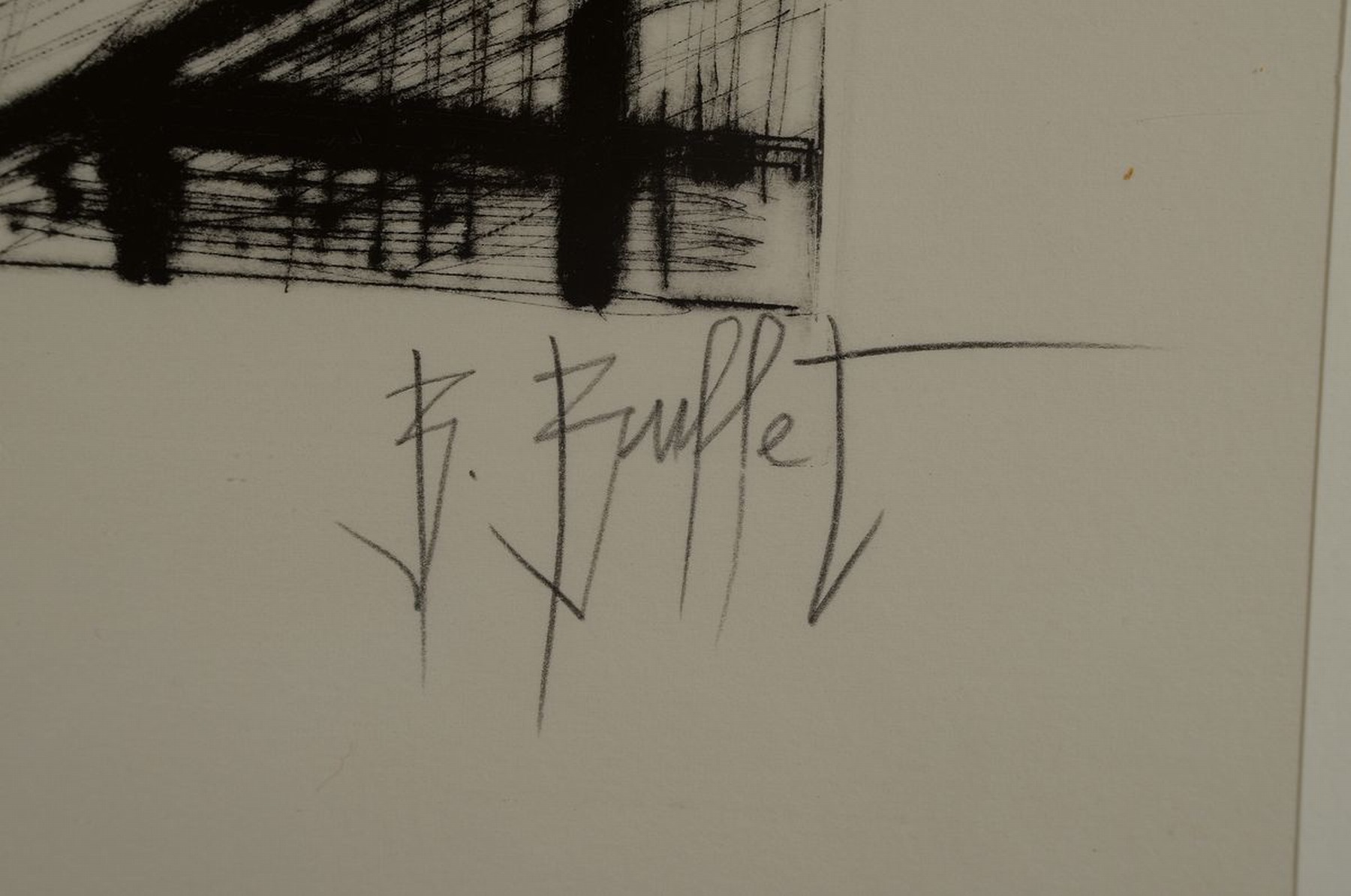 Detail a: Bernard Buffet, 1928-1999, Stillleben mit geöffnetem Fenster, Kanne und Glas, Kaltnadelradierung, signiert und bez.: e.a., ca. 36.5x24.5cm, PP, ...
