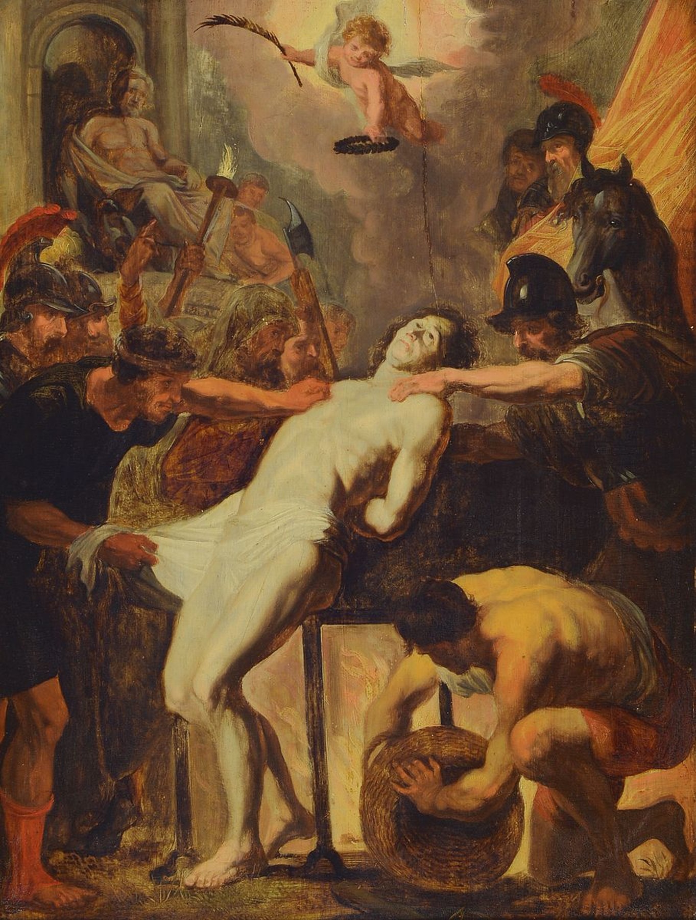 Unbekannter Künstler, deutsch, um 1830-1860, Das Martyrium des Hl. Laurentius, nach dem Original von Peter Paul Rubens in der Alten Pinakothek ...