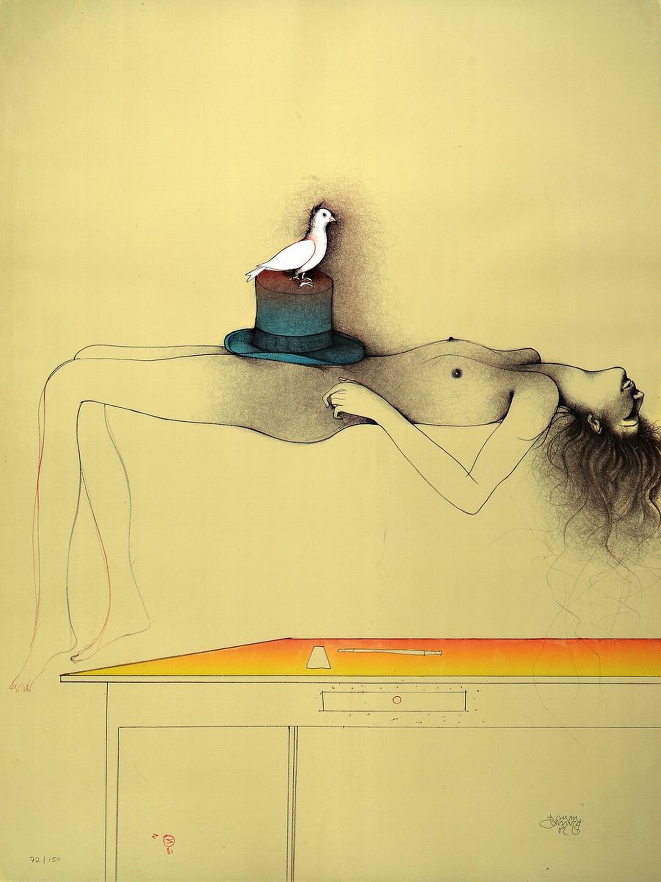Bruno Bruni, geb. 1935, Farblithografie, sign., dat. 82, num. 72/150, unter Glas gerahmt, gesamt ca. 82x62 cm