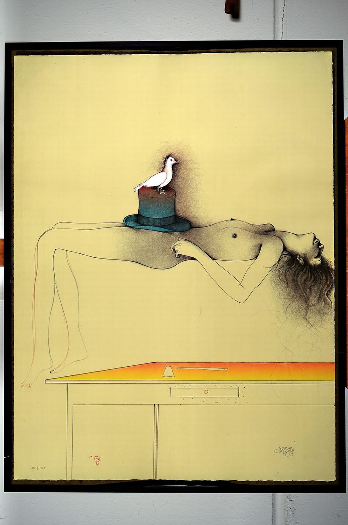 Detail k: Bruno Bruni, geb. 1935, Farblithografie, sign., dat. 82, num. 72/150, unter Glas gerahmt, gesamt ca. 82x62 cm
