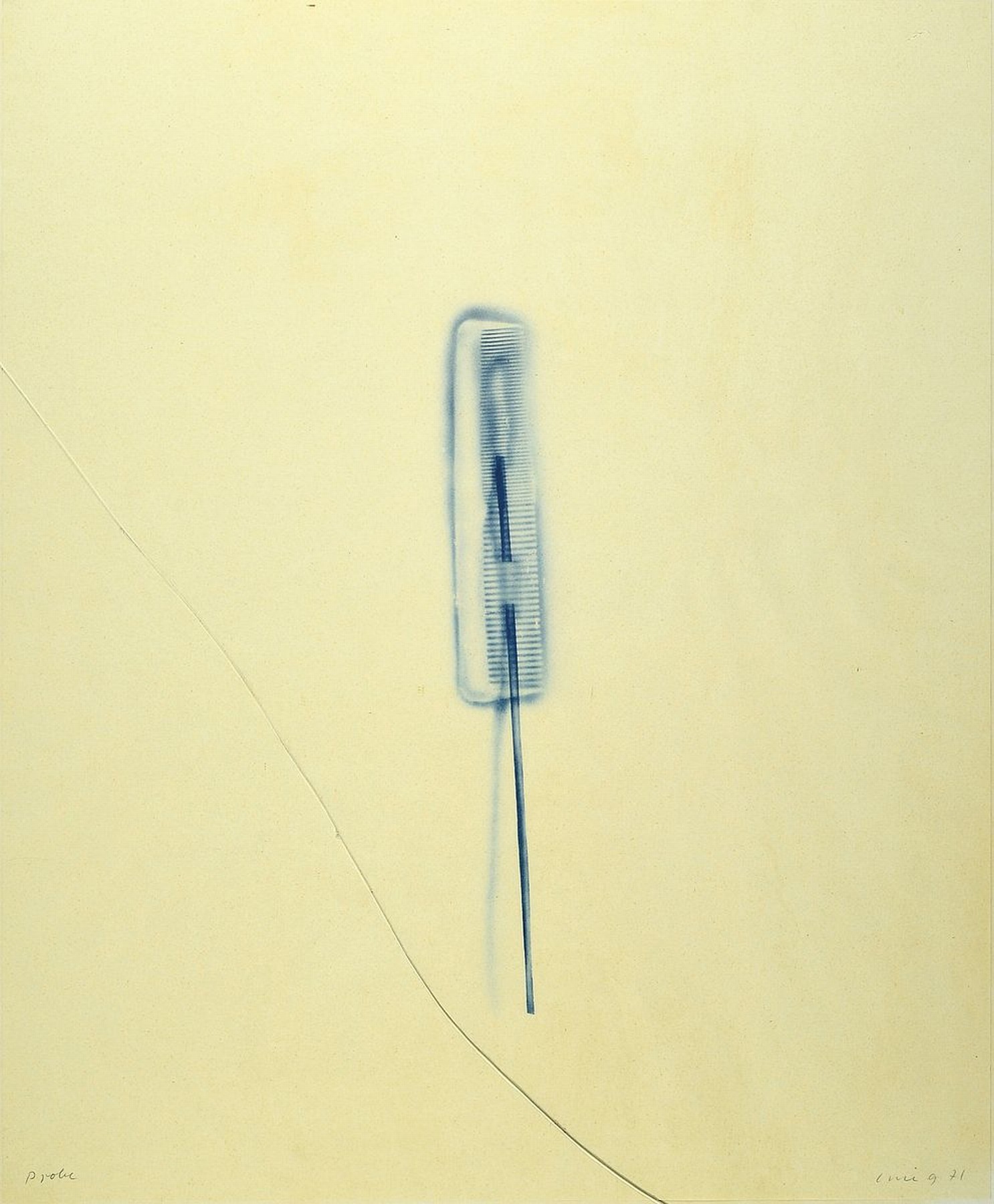 Dieter Krieg, 1937-2005, "Stiel-Kamm", "Probe", Druckgrafik, sign., unter Glas gerahmt, gesamt ca. 82x62 cm, stockfleckig, Glas ...