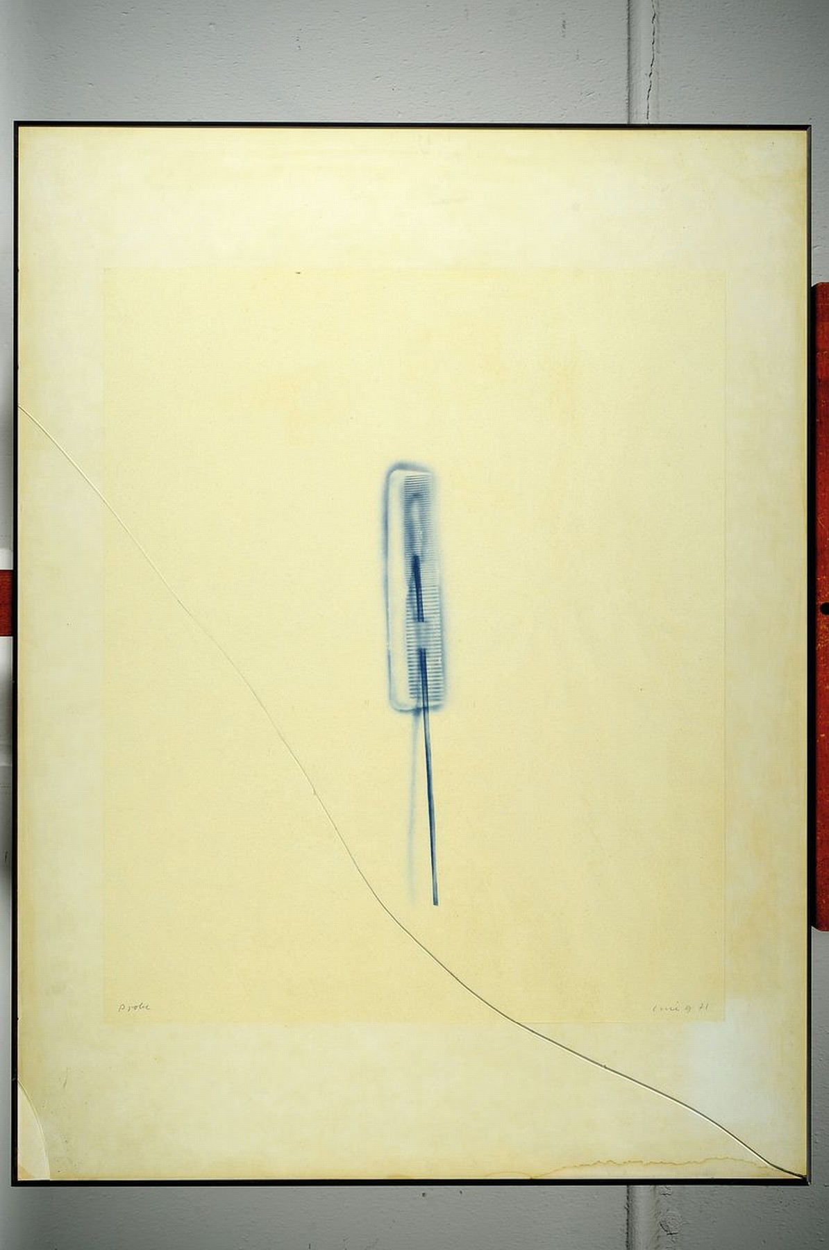 Detail k: Dieter Krieg, 1937-2005, "Stiel-Kamm", "Probe", Druckgrafik, sign., unter Glas gerahmt, gesamt ca. 82x62 cm, stockfleckig, Glas ...