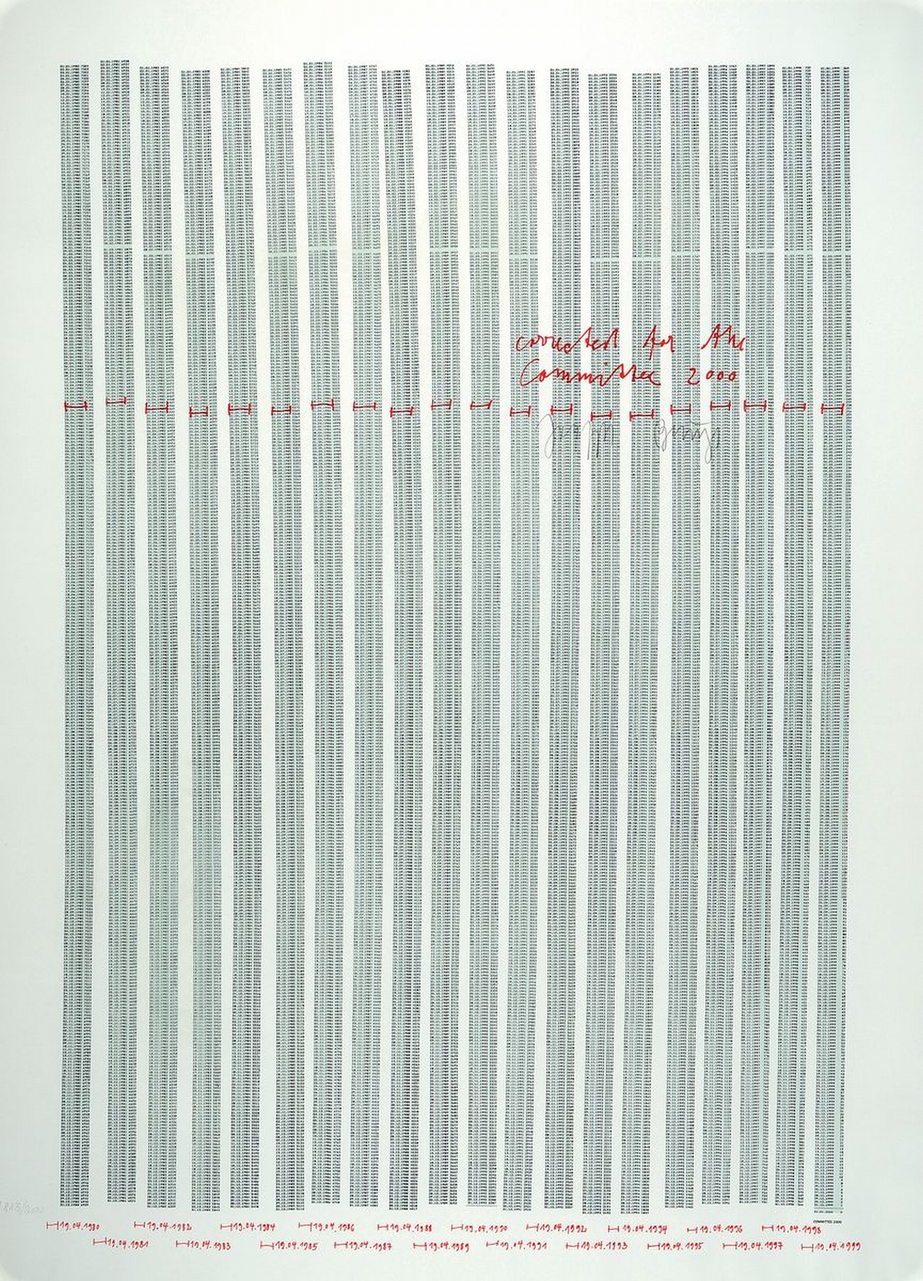 Joseph Beuys, 1921-1986, "Countdown" (1981),Farboffset-Lithografie, sign., unter Glas, gesamt ca. 92x67 cm; Beuys Arbeit für das Projekt ...