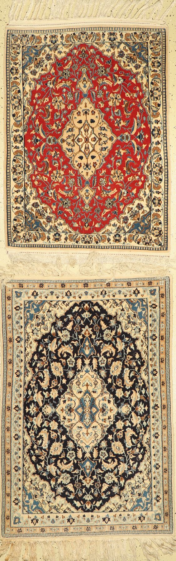 Konvolut aus 2 Nain fein, Persien, ca. 50 Jahre, Korkwolle mit Seide, ca. 132 x 88 cm, EHZ: 2