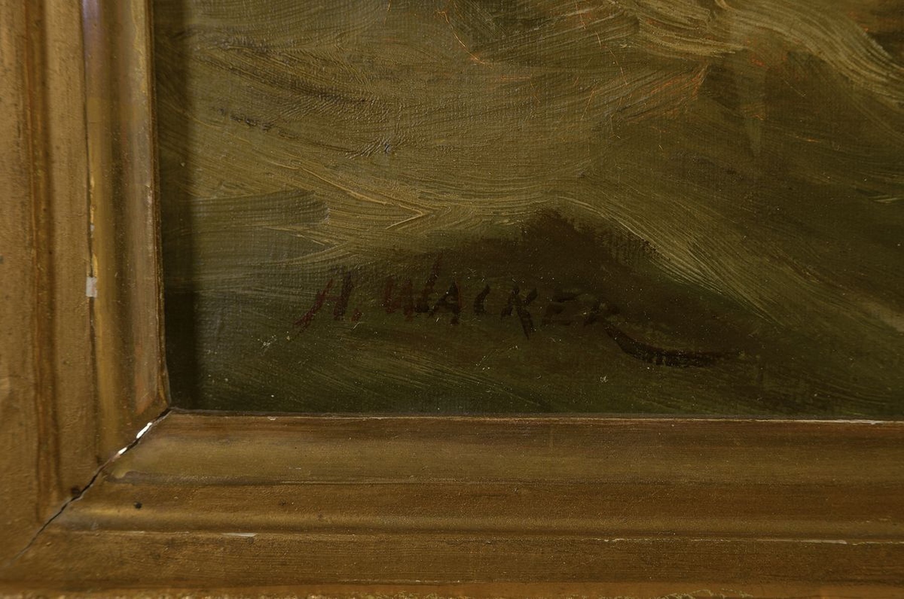 Detail a: A. Walker, 2. Hälfte 19. Jh., Fischerboot auf stürmischer See, Öl/Lwd, signiert, Reinigung empfohlen, ca. 46 x 65 cm, Prunkrahmen vergoldet ca. 71 ...