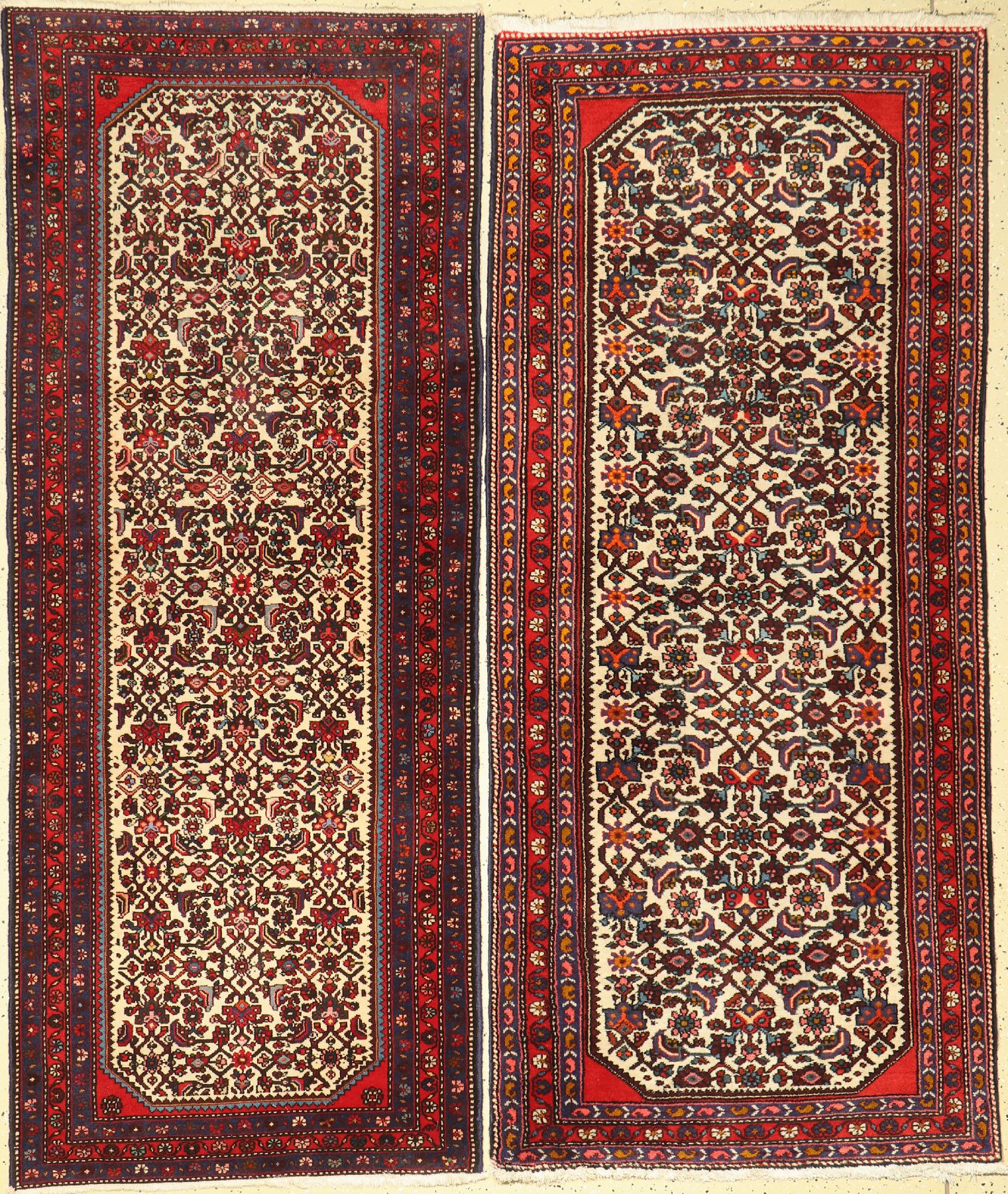 1 paar Enjelas, Persien, ca. 60 Jahre, Wolle auf Baumwolle, ca. 192 x 86 cm, EHZ: 2