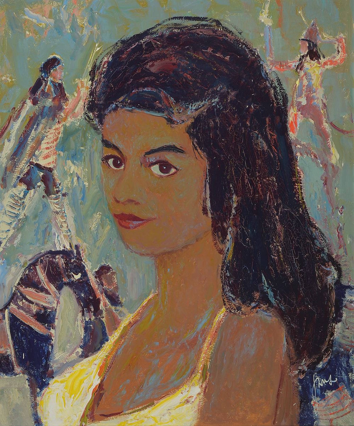 Karl Graf, 1902-1986 Speyer, im Zirkus, Öl/Malkarton, rechts unten signiert, ca. ca. 60x50cm, R. ca. 64x54cm