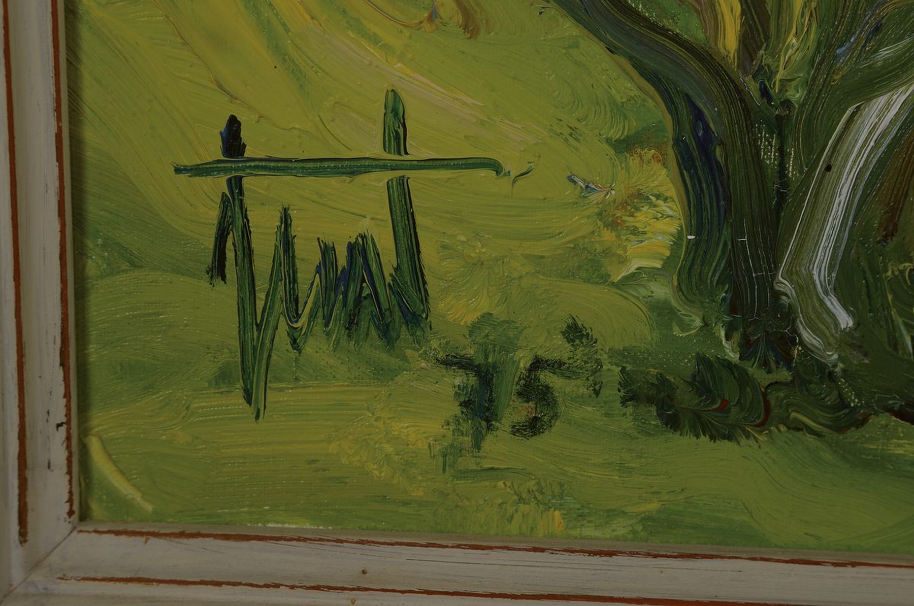 Detail a: Georg Günter Zeuner, 1923 Dresden - 2011 Speyer, Blick durch blühende Bäume auf den Dom zu Speyer, rückseitig betitelt: Frühling im Dompark, ...