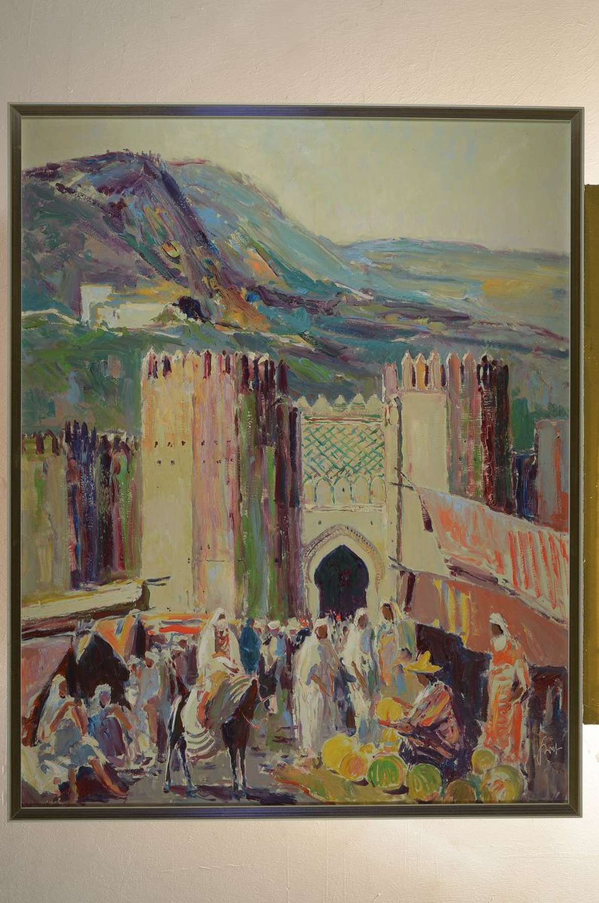 Detail k: Karl Graf, 1902-1986 Speyer, Ansicht aus Rabat/Marokko, ständiger Markt, Öl/Hartfaser, rechts unten signiert, verso auf altem Etikettbez., ca. ...