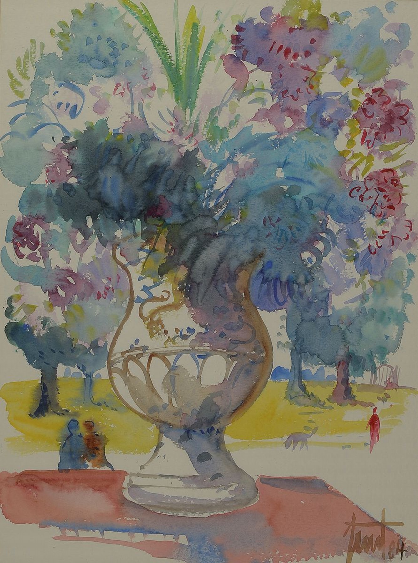 Georg Günter Zeuner, 1923 Dresden-2011 Speyer, Blumenstillleben, Aquarell auf Papier, signiert, ca. 46x34cm, u.Gl., R. ca. 60x50cm, R., dat. 84