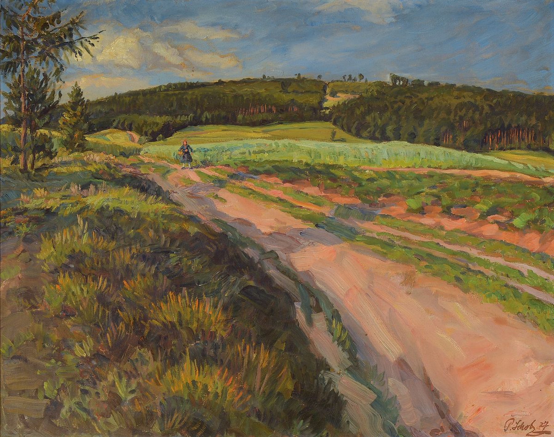 Paul Scholz, 1901 Bochum Dahlhausen - 1956 Göppingen, Studium an der Kunstakademie und an der Kunstgewerbeschule Kassel, hier: "In der Schwalm, ...