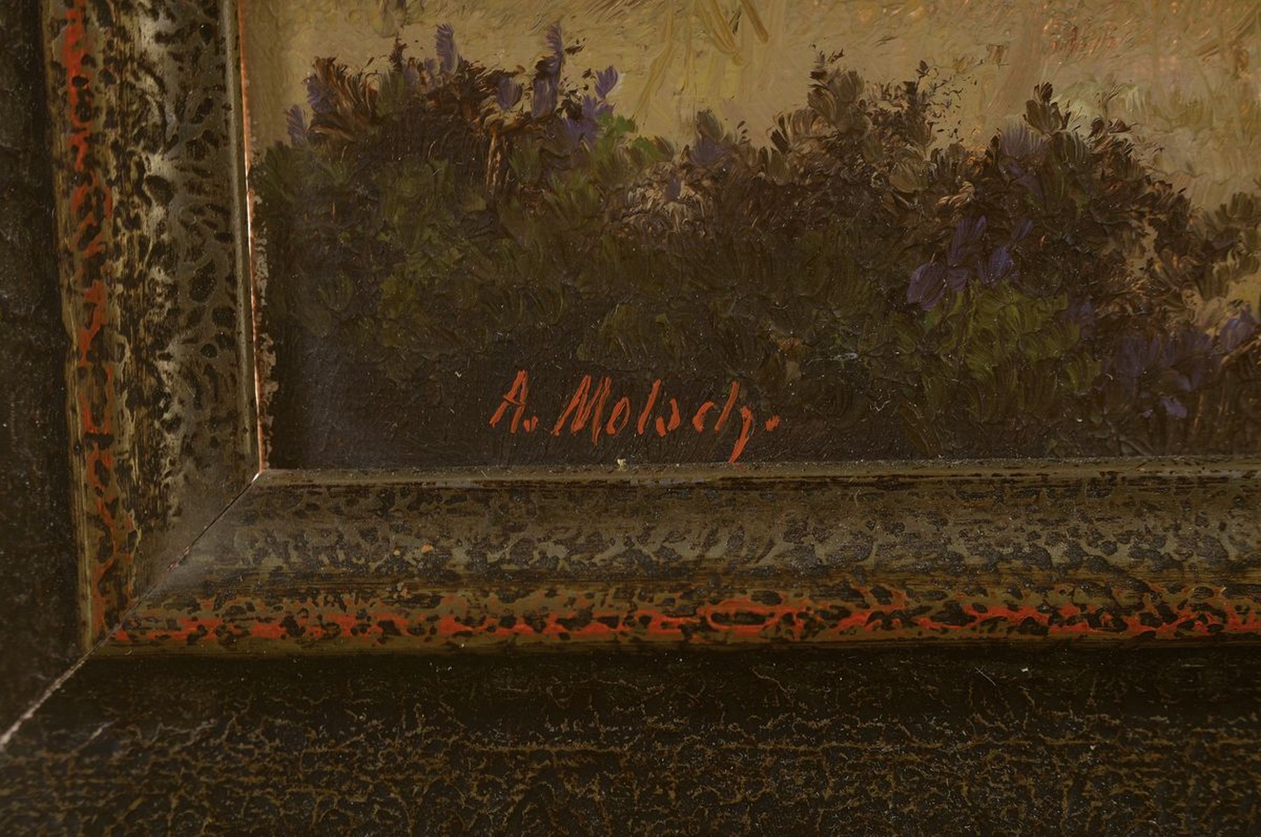 Detail a: August Mötsch, 1869 Düsseldorf - 1952, Morgenstimmung mit balzenden Auerhähnen, Öl/Lwd, li. u. signiert, ca. 30 x 40 cm Rahmen